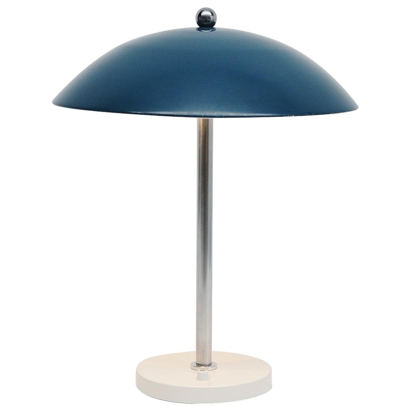 Wim Rietveld Mushroom Table Lamp Blue Gispen, 1950