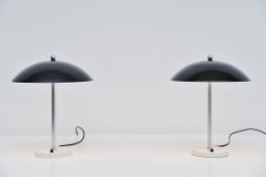 Wim Rietveld Mushroom Table Lamp Pair Black Gispen 1950