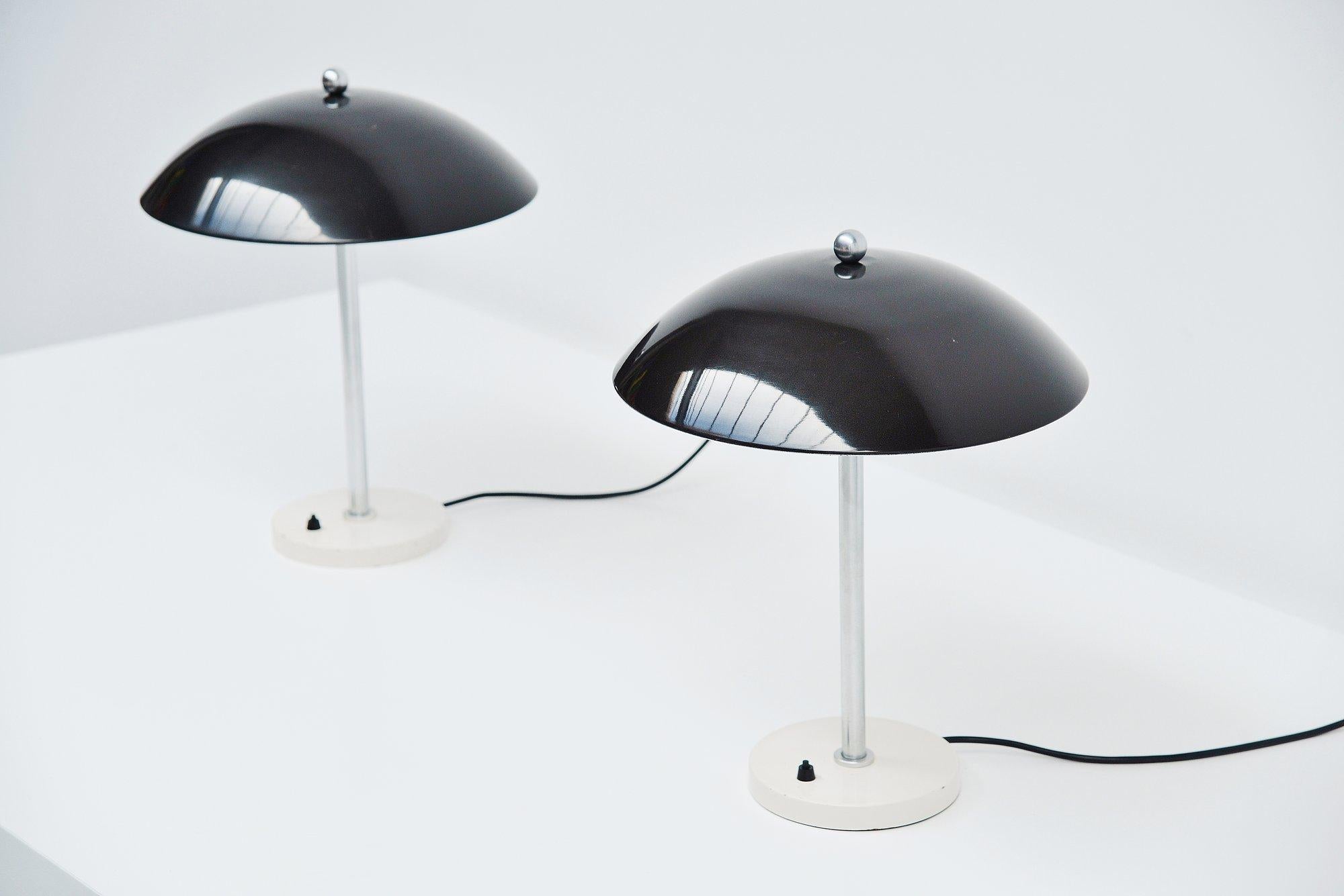 Mid-20th Century Wim Rietveld Mushroom Table Lamp Pair Gispen 1950