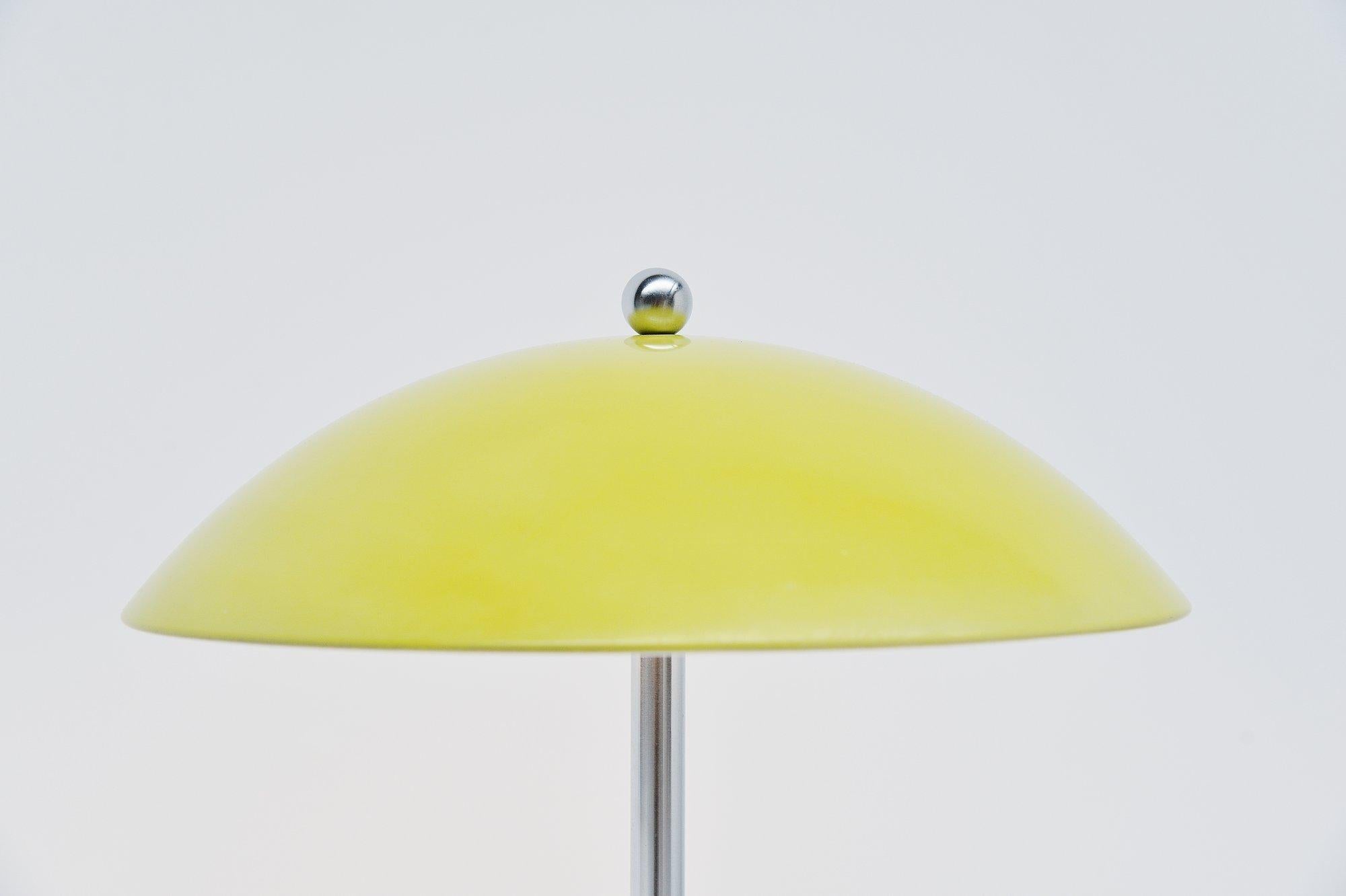 Mid-Century Modern Wim Rietveld Mushroom Table Lamp Yellow Gispen, 1950