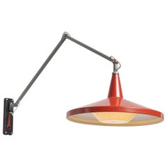 Wim Rietveld panama wall lamp 4050 Gispen 1955 red