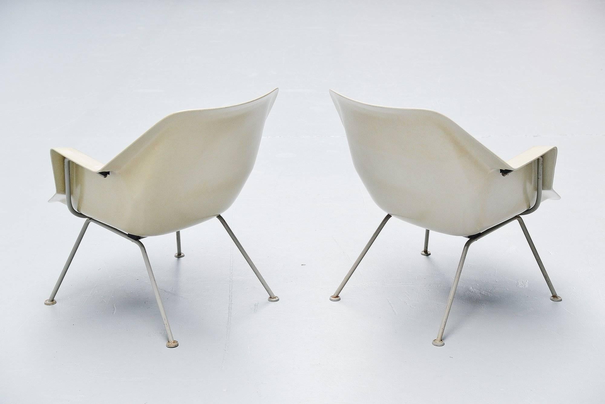 Steel Wim Rietveld Polyester Chairs Model 416 Gispen, 1957 For Sale