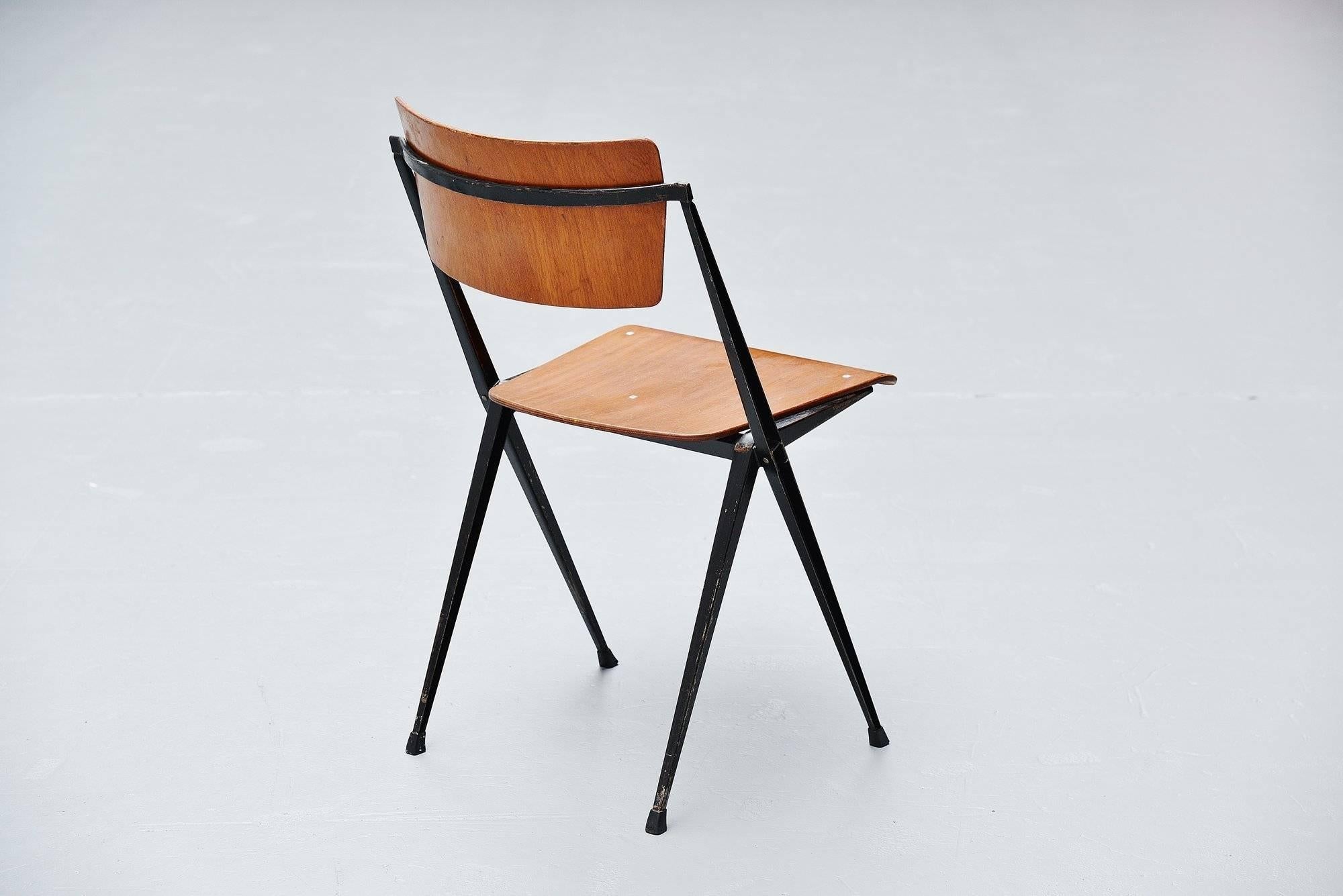 Metal Wim Rietveld Pyramid Chairs Ahrend de Cirkel, 1960