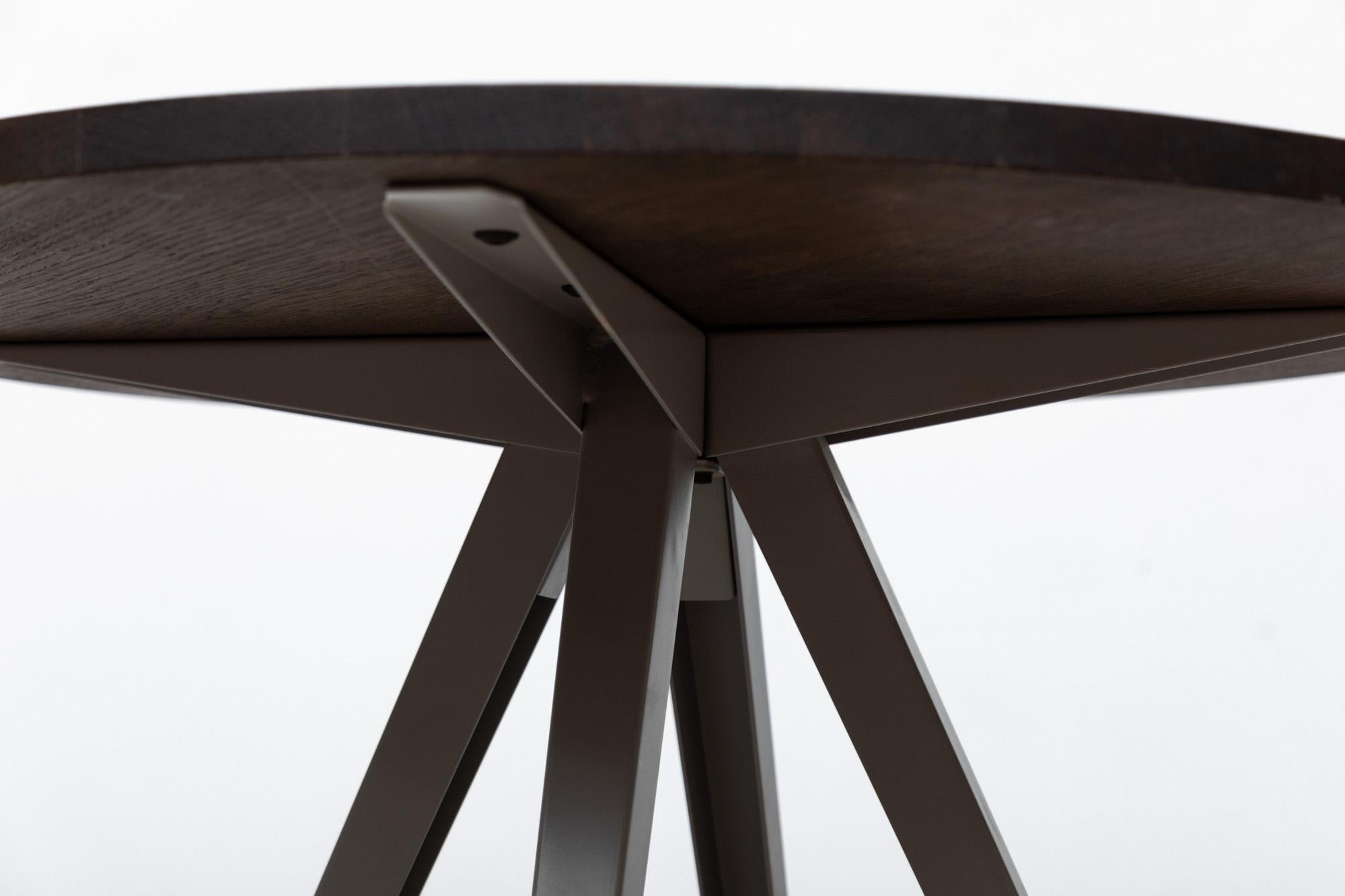 Wim Rietveld Small Round Pyramid Table in Smoked Oak w/ Gray Legs by Hay 2