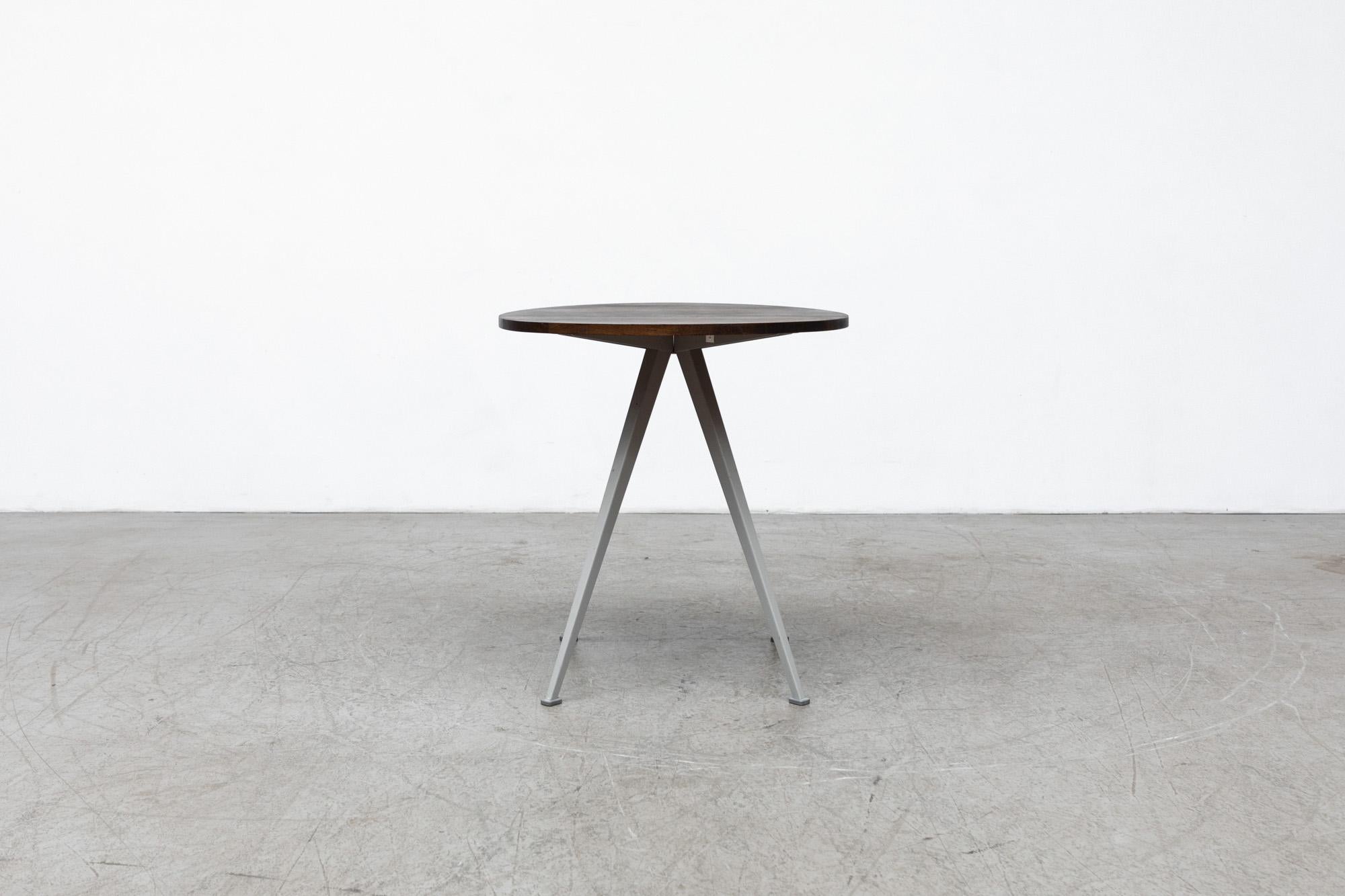 Mid-Century Modern Wim Rietveld Small Round Pyramid Table in Smoked Oak w/ Gray Legs by Hay
