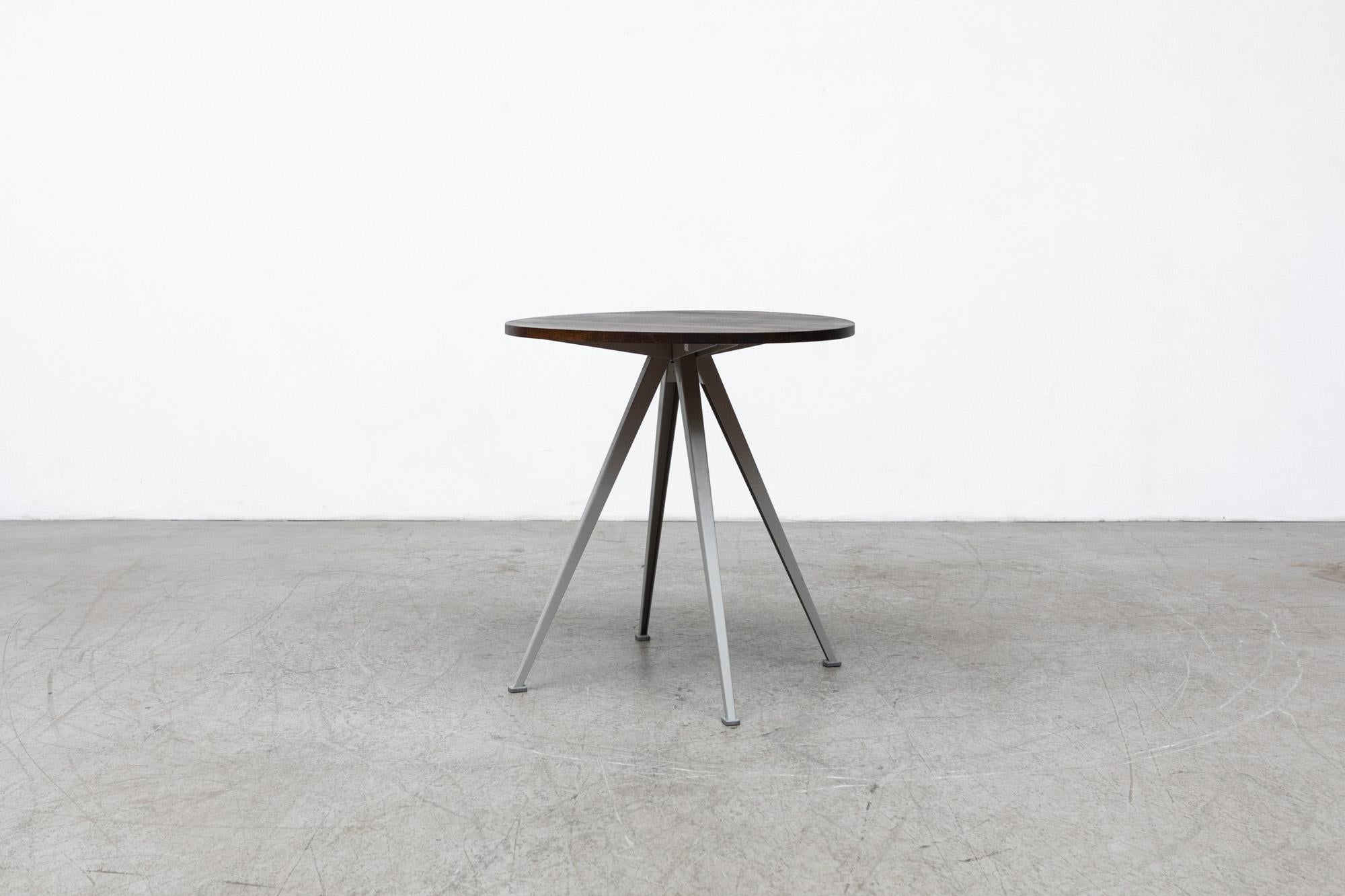 Danish Wim Rietveld Small Round Pyramid Table in Smoked Oak w/ Gray Legs by Hay