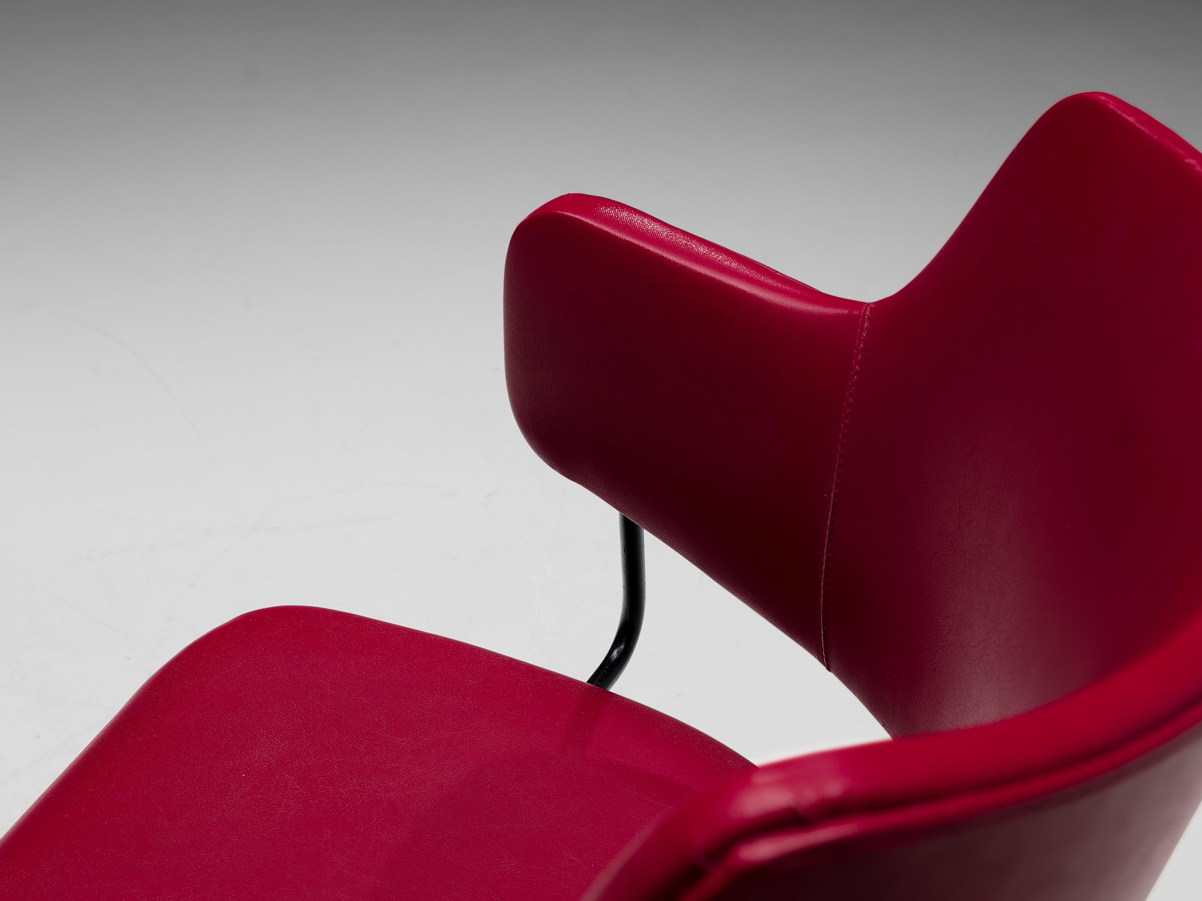 Mid-Century Modern Wim Rietveld & W. Gispen for Kembo Dining Chairs ‘205’ in Red Colour