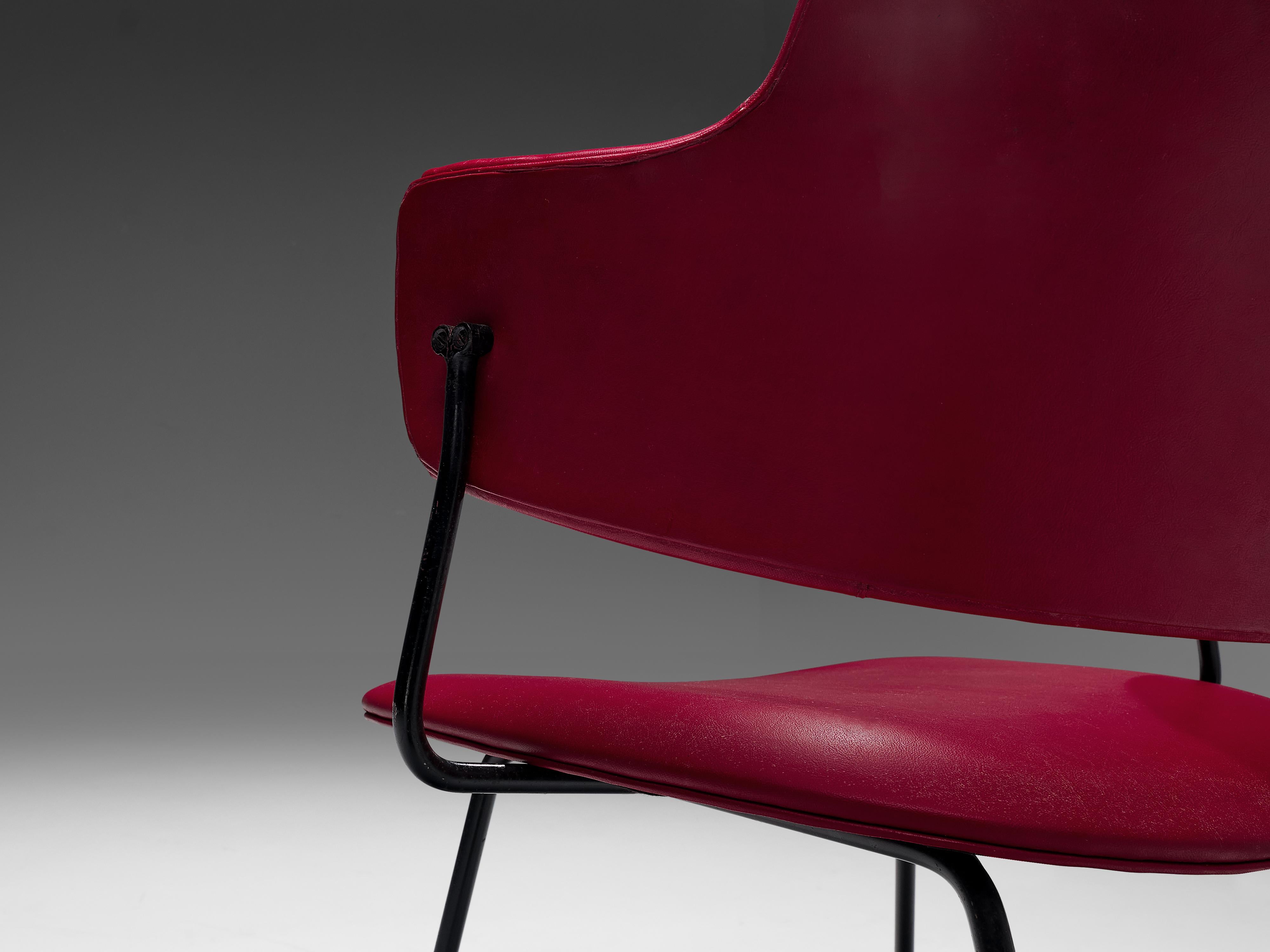 Metal Wim Rietveld & W. Gispen for Kembo Dining Chairs ‘205’ in Red Colour