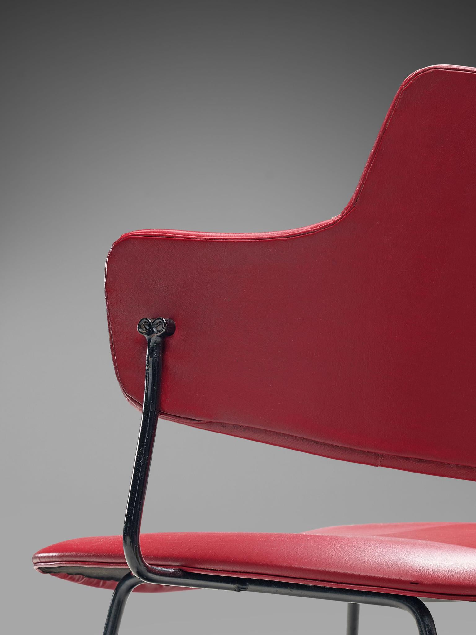Mid-20th Century Wim Rietveld & W.H. Gispen '205' Chair in Red for Kembo