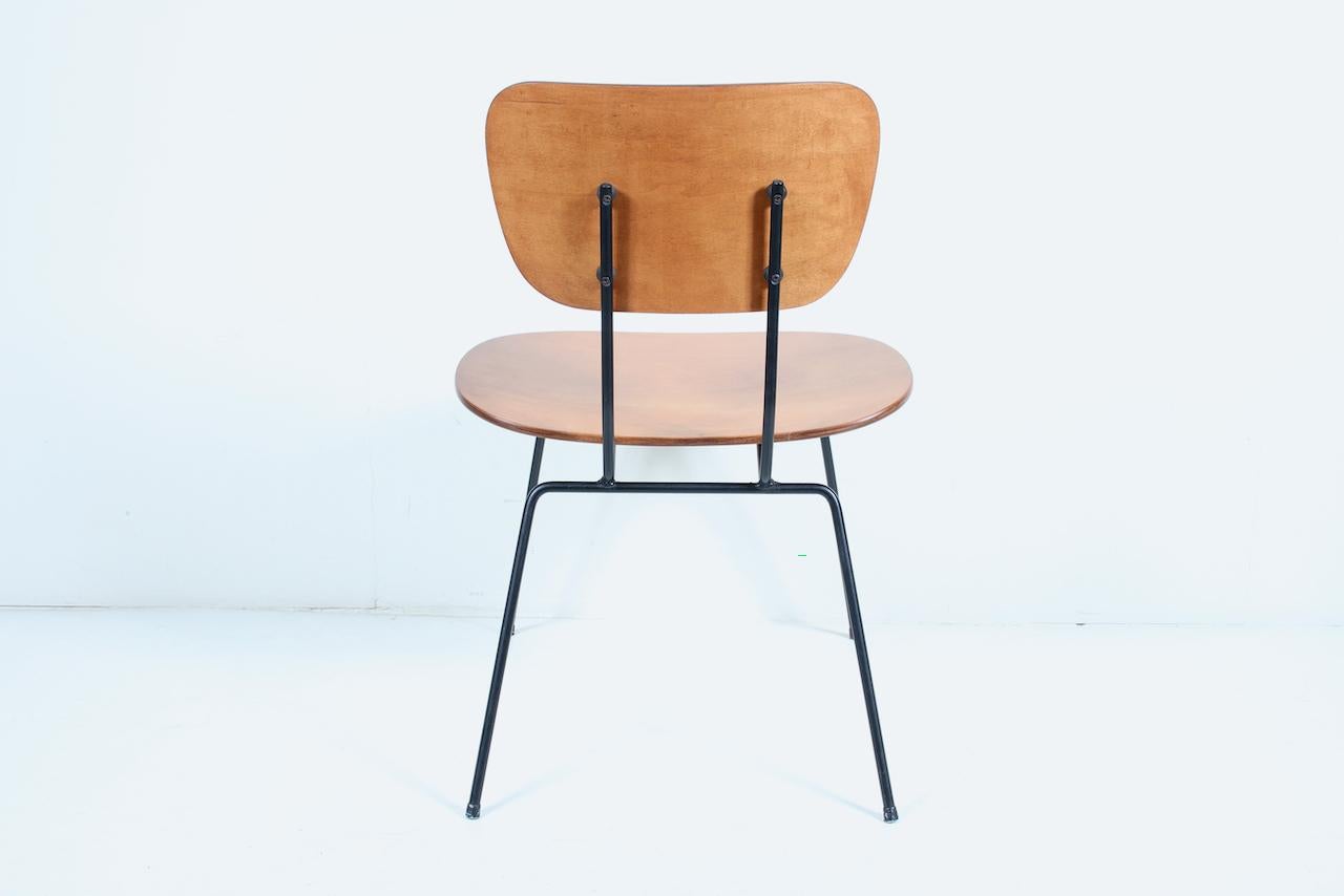 Wim Rietvield for Gispen Style, Beech Bentwood & Black Desk Chair, 1950's For Sale 1