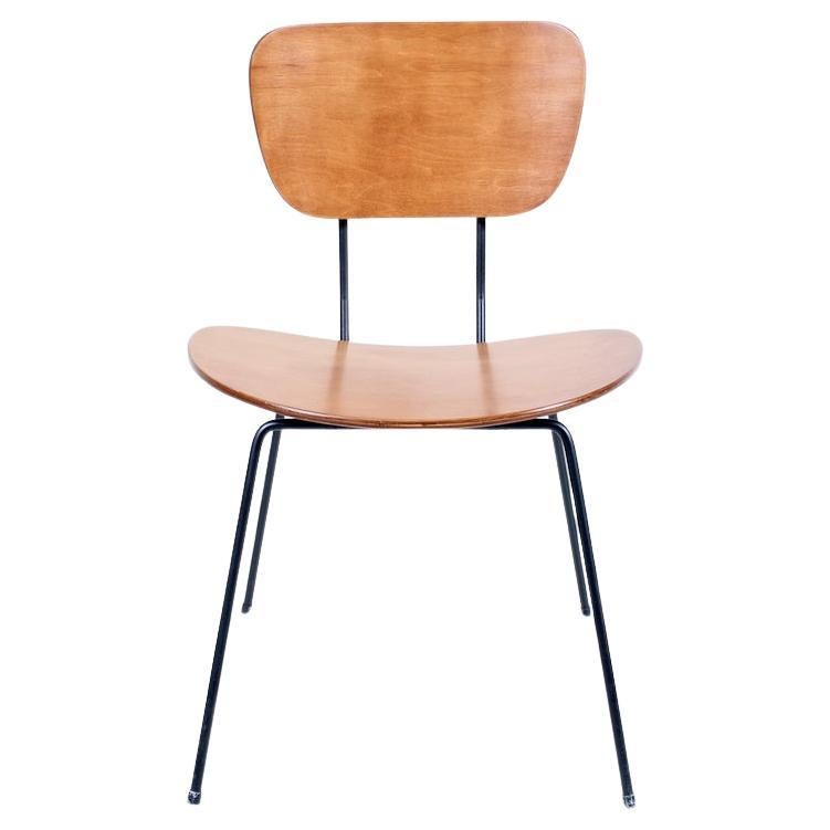 Wim Rietvield for Gispen Style, Beech Bentwood & Black Desk Chair, 1950's