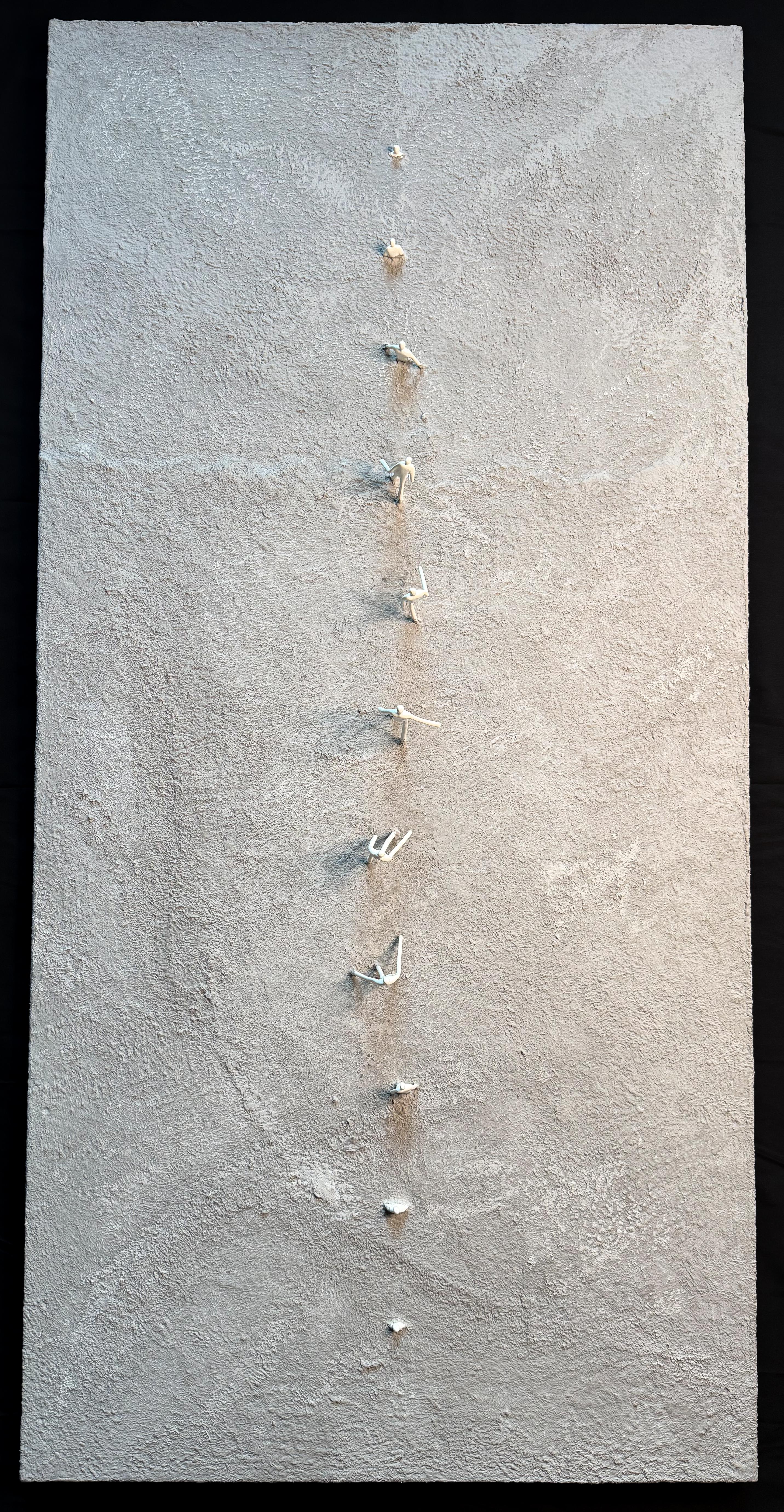 "Passage" Sculpture murale figurative contemporaine, technique mixte sur Wood Wood