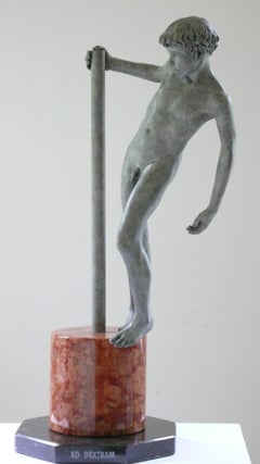 ADS Bronze Sculpture Nude Boy Male Figure Marble Stone