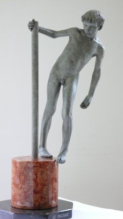 Ad D Extram Bronze-Skulptur, Akt, Junge, männliche Figur, Marmorstein, Marmorstein