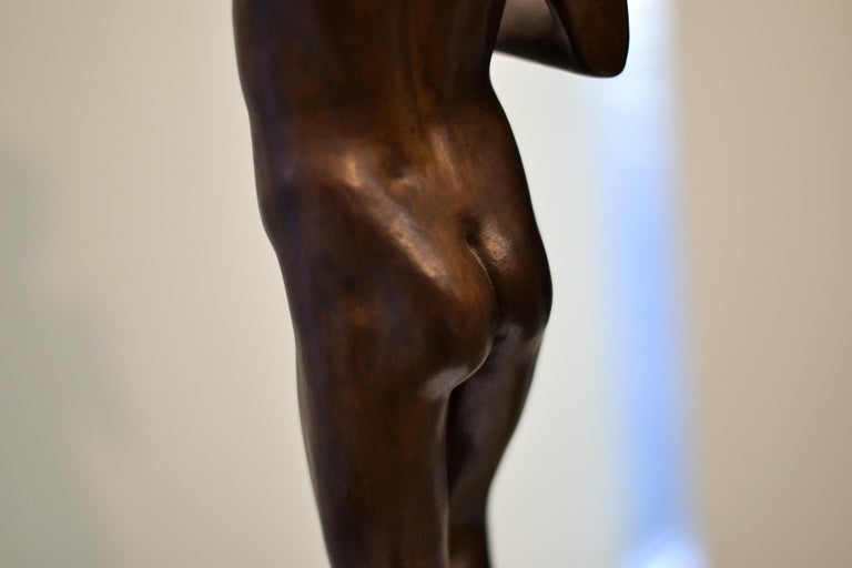 Aestus- 21st Century Contemporary Bronze Sculpture of a Nude Boy with a Shell For Sale 9