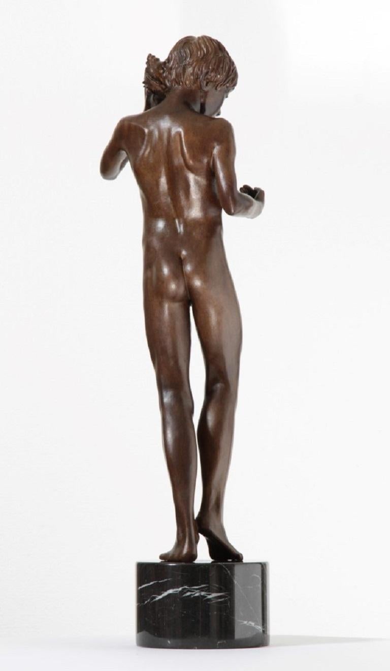 Aestus Bronze Sculpture Marble Stone Nude Boy Contemporary  For Sale 1