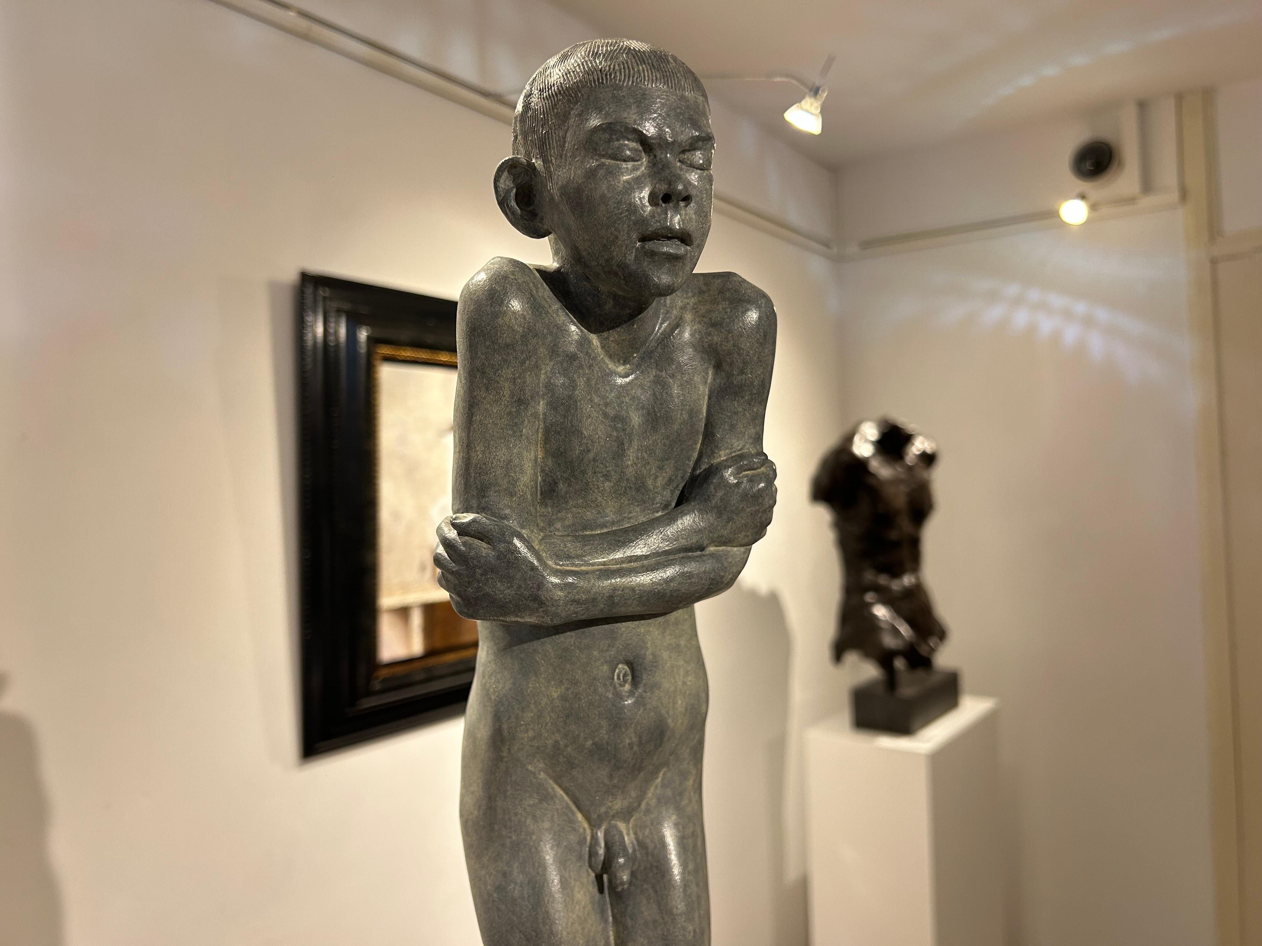 Algeo Bronce Escultura Figura Masculina Desnuda Niño Mármol Piedra - En Stock
Preciosa escultura íntima de un niño, figura masculina desnuda de bronce patinado gris. Adecuado para interiores y exteriores. 

Wim van der Kant (1949, Kampen, Países