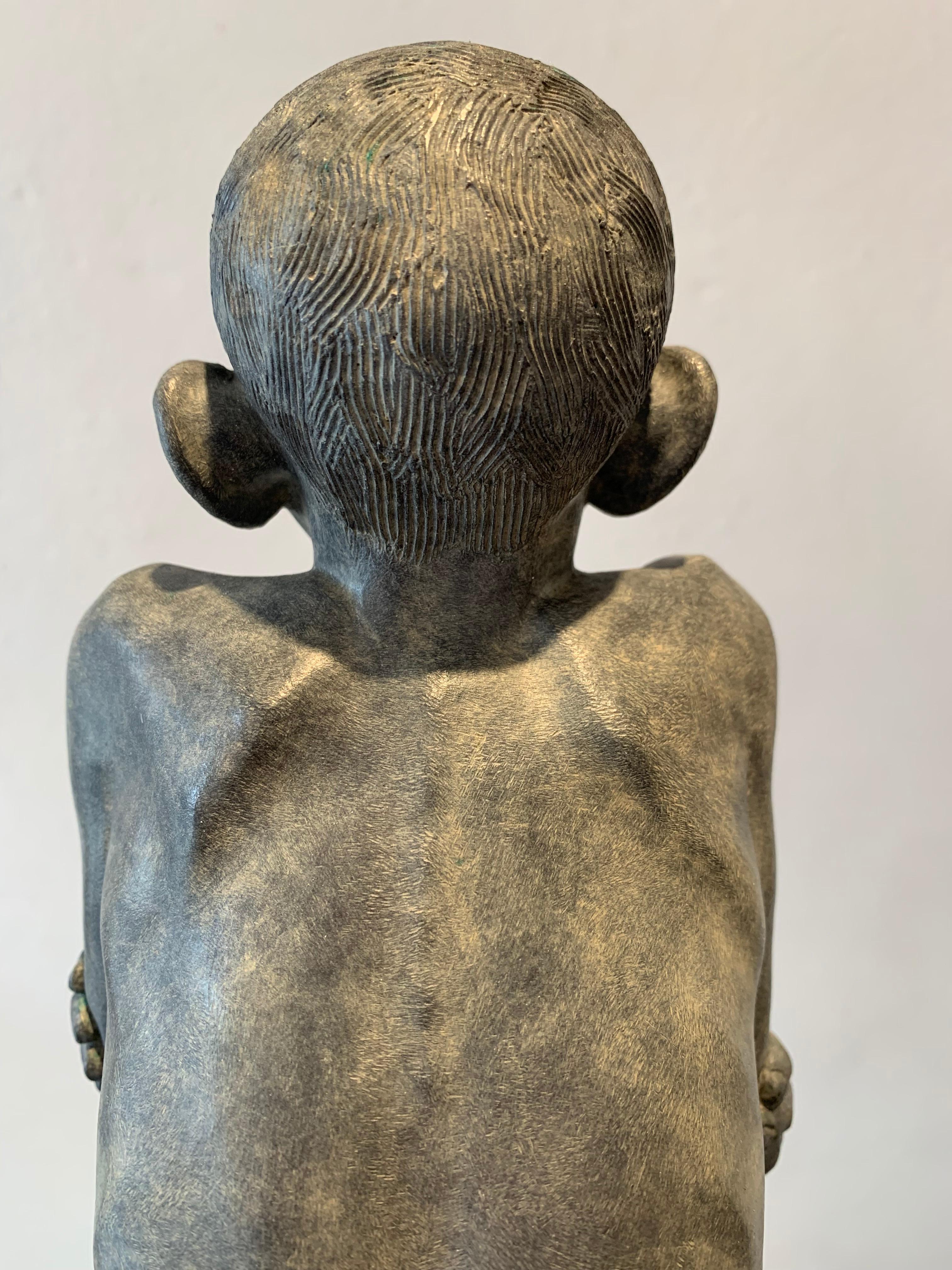 Bronze Akt männliche Figur Skulptur Junge Marmorstein-Skulptur von Algeo, auf Lager (Zeitgenössisch), Sculpture, von Wim van der Kant