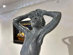 Aquila Bronze Sculpture Nude Boy Marble Stone Contemporary In Stock