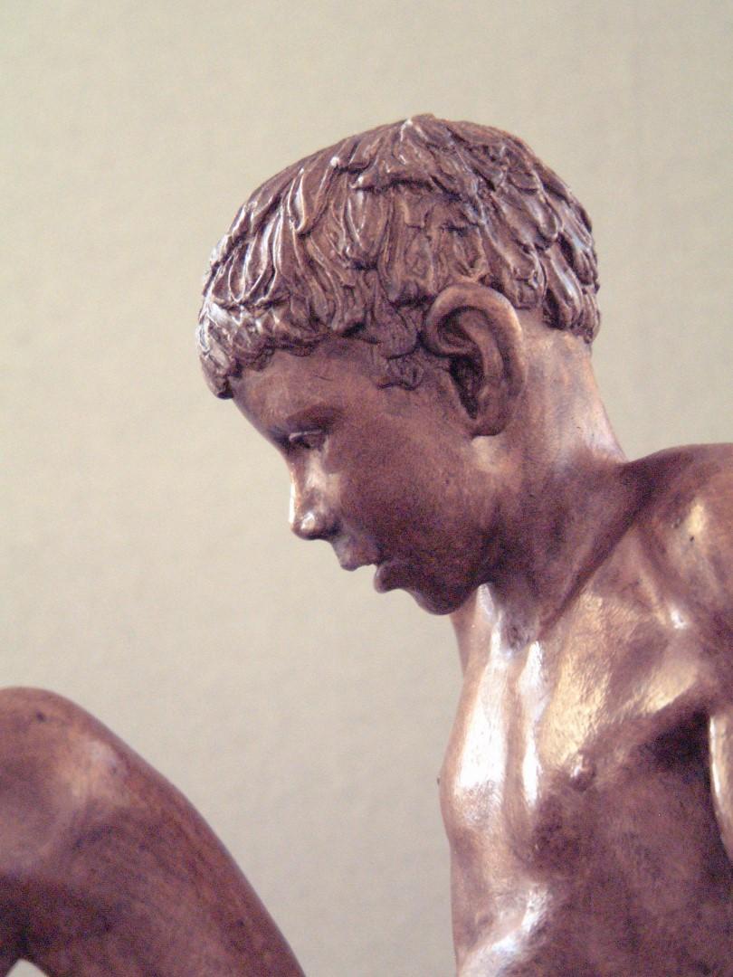 Bufo Contemporary Bronze Sculpture Nude Boy Marble Stone Male Figure  1