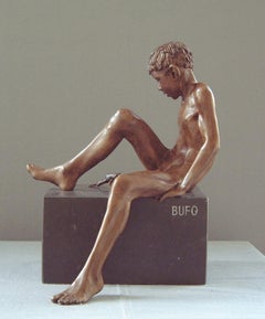 Bufo Contemporary Bronze Sculpture Nude Boy Marble Stone Male Figure