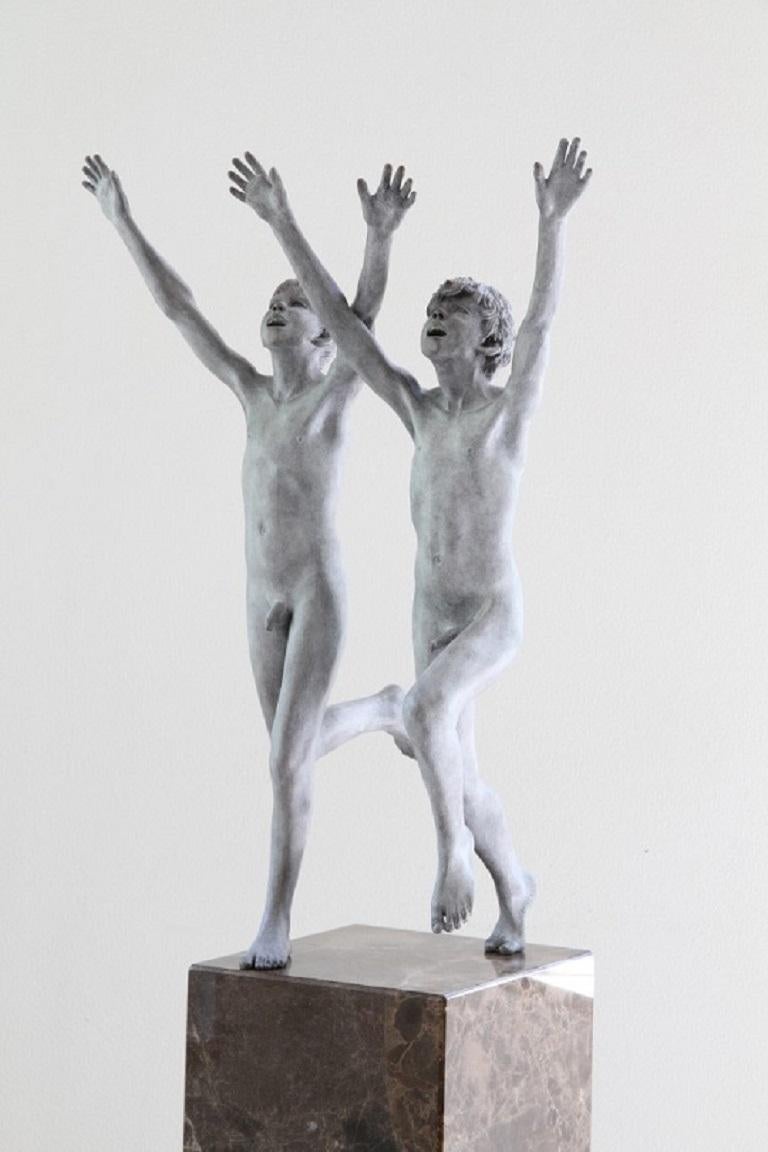 Cursus Bronze Sculpture Contemporary Nude Boys Male Figures Marble Stone
