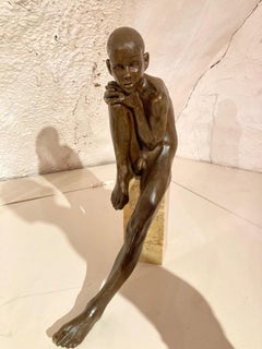 Gestio Scire Bronze Sulpture Nude Boy Male Figure In Stock
