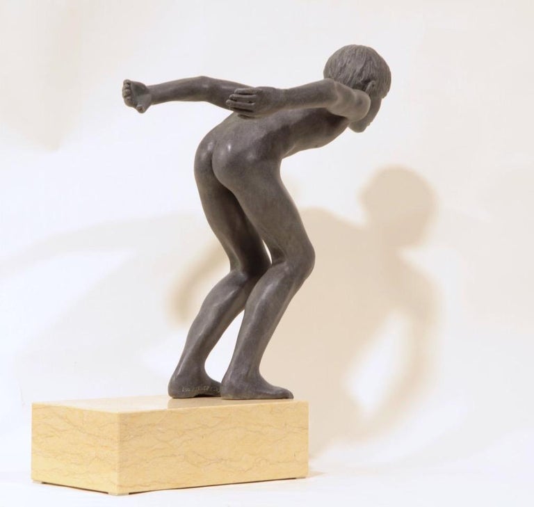 Insilit- 21st Century Contemporary Bronze Sculpture of a Nude Boy Diving For Sale 3