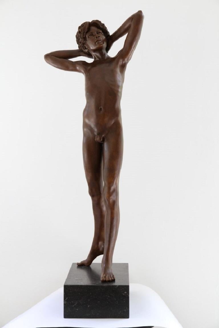 Wim van der Kant Nude Sculpture - Lucifer Evangilans Bronze Contemporary Sculpture Nude Boy Male Figure