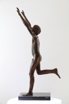 Per Se Bronze Contemporary Sculpture Nude Boy Male Figure Marble Stone