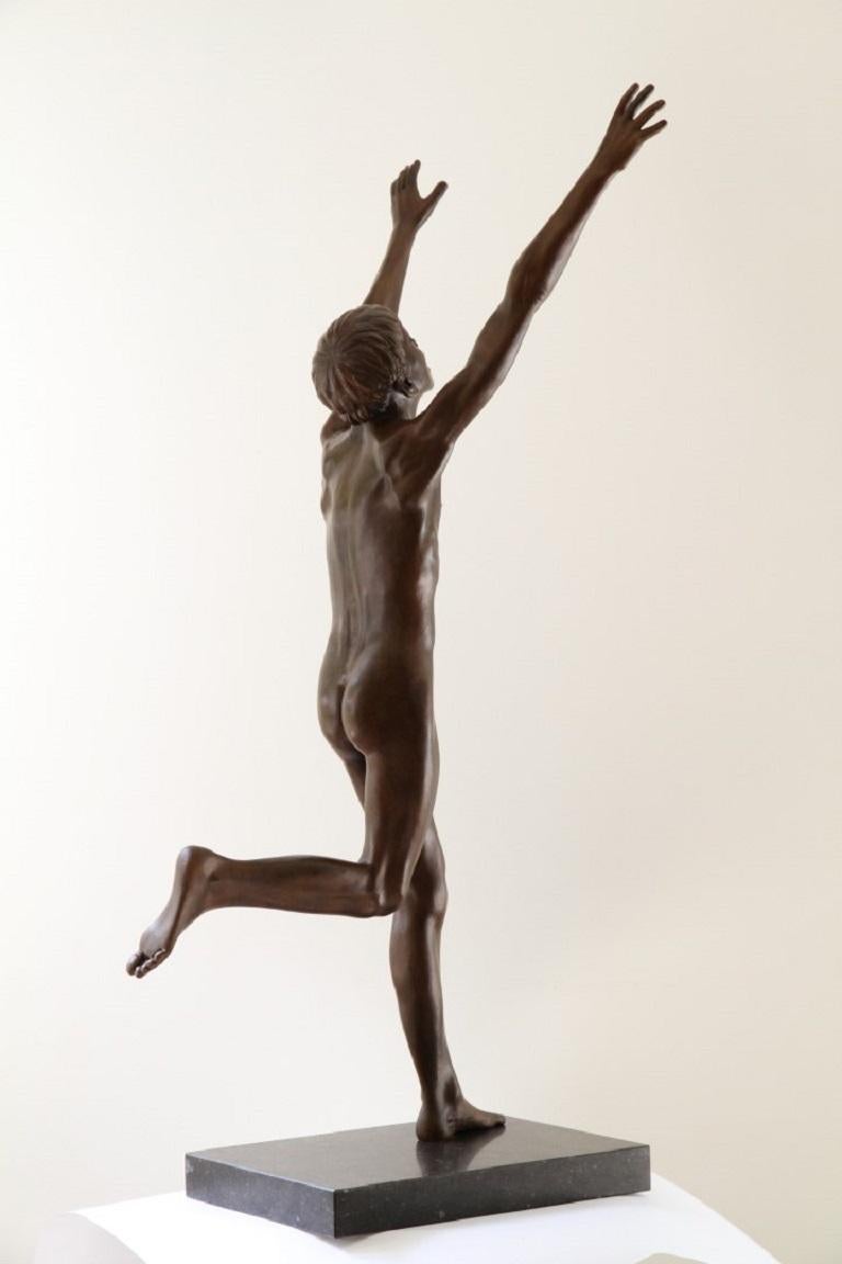 Per Se Bronze Contemporary Sculpture Nude Boy Male Figure Marble Stone - Gold Figurative Sculpture by Wim van der Kant