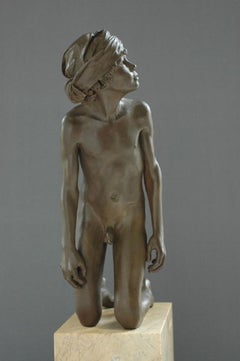 Respectus Bronze Sculpture Nude Boy Male Figure In Stock