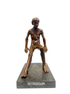 Retrorsum Bookend Bronze Sculpture Nude Boy Classic Contemporary In Stock