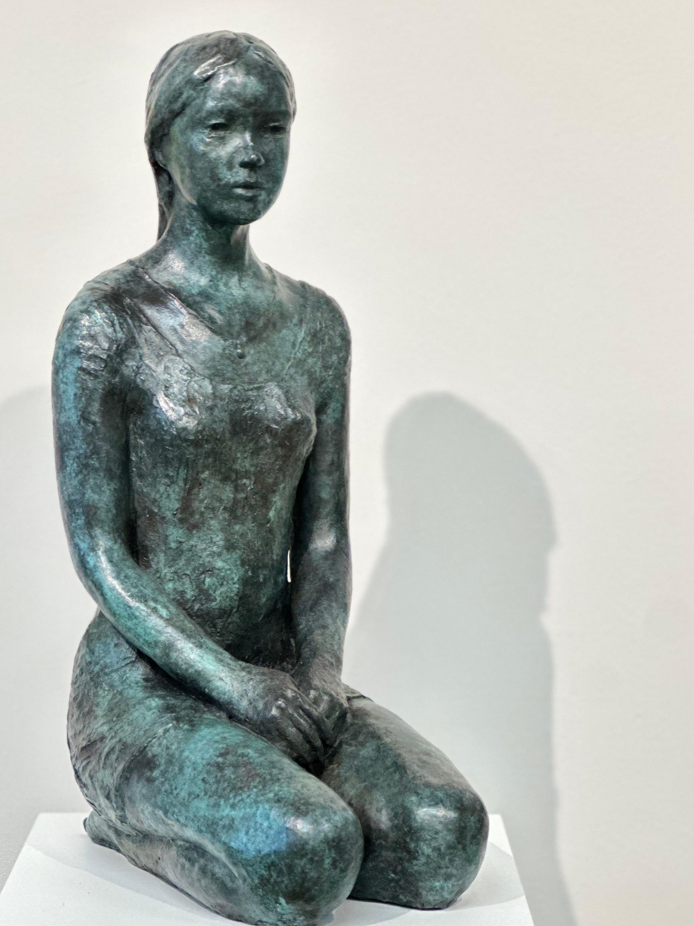 Lotte- 21st Century Bronze Sculpture of a sitting Young Girl