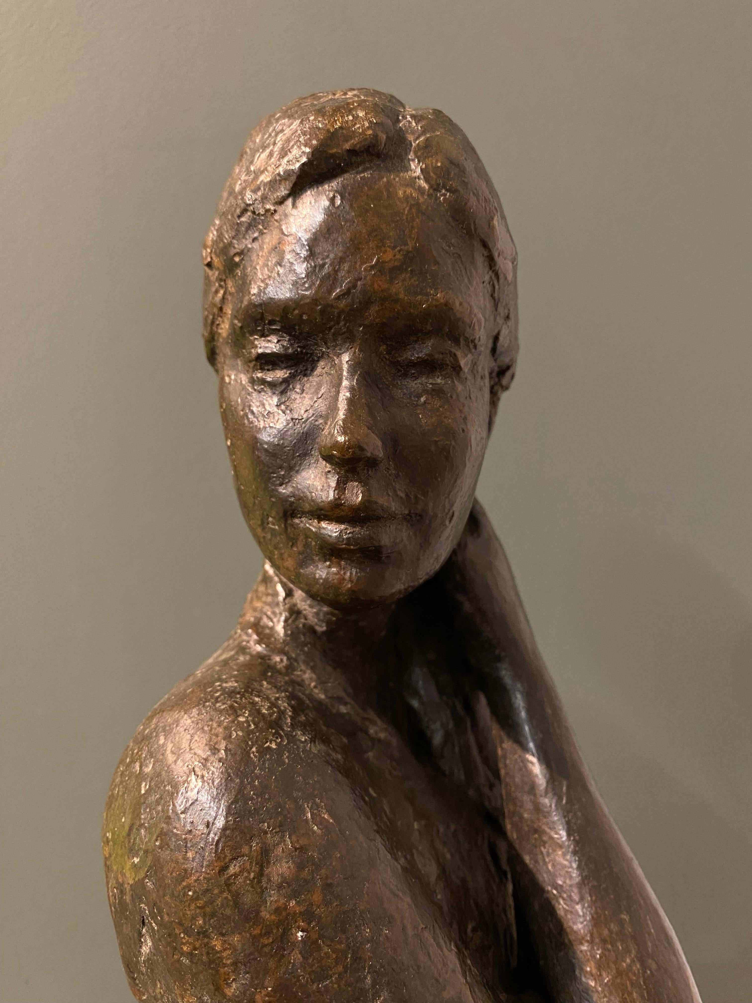 Maartje - 21st Century Bronze Sculpture of a Young Girl For Sale 3
