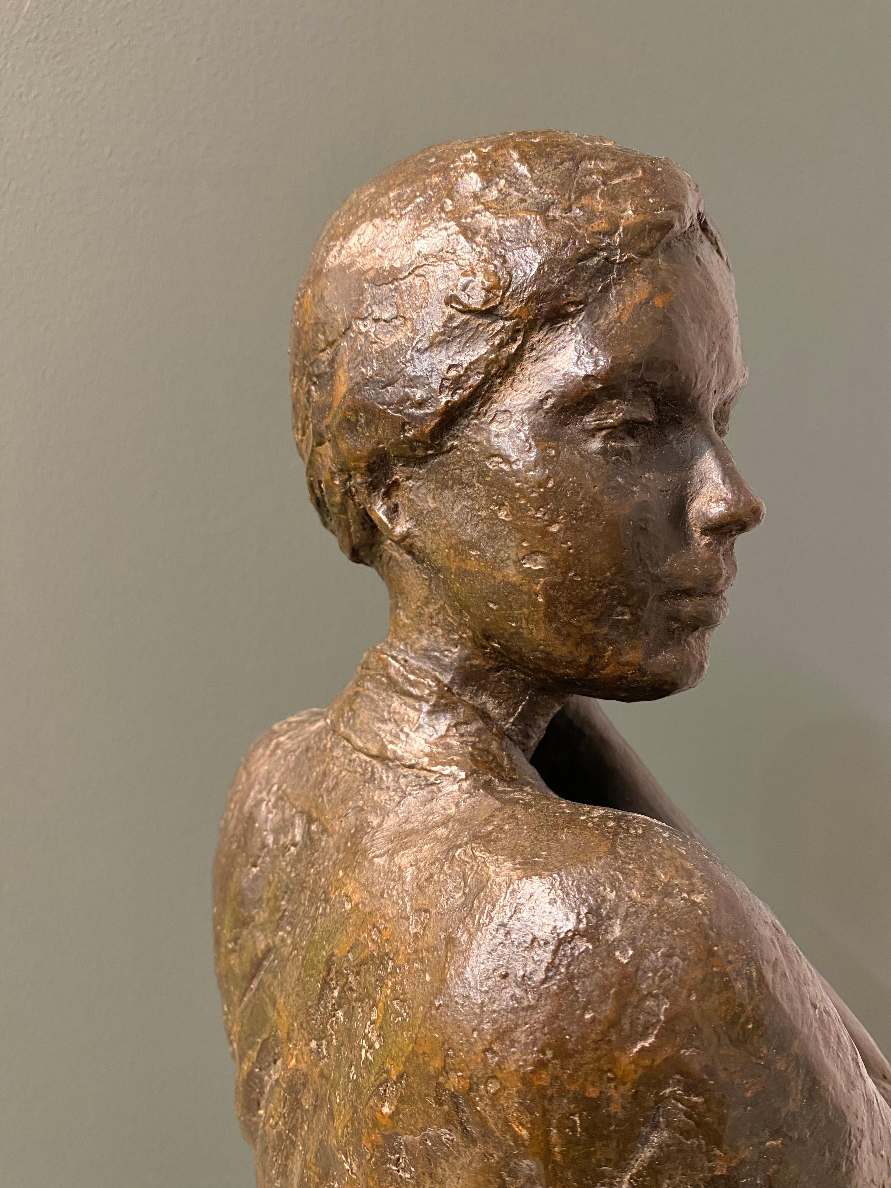 Maartje - 21st Century Bronze Sculpture of a Young Girl For Sale 4