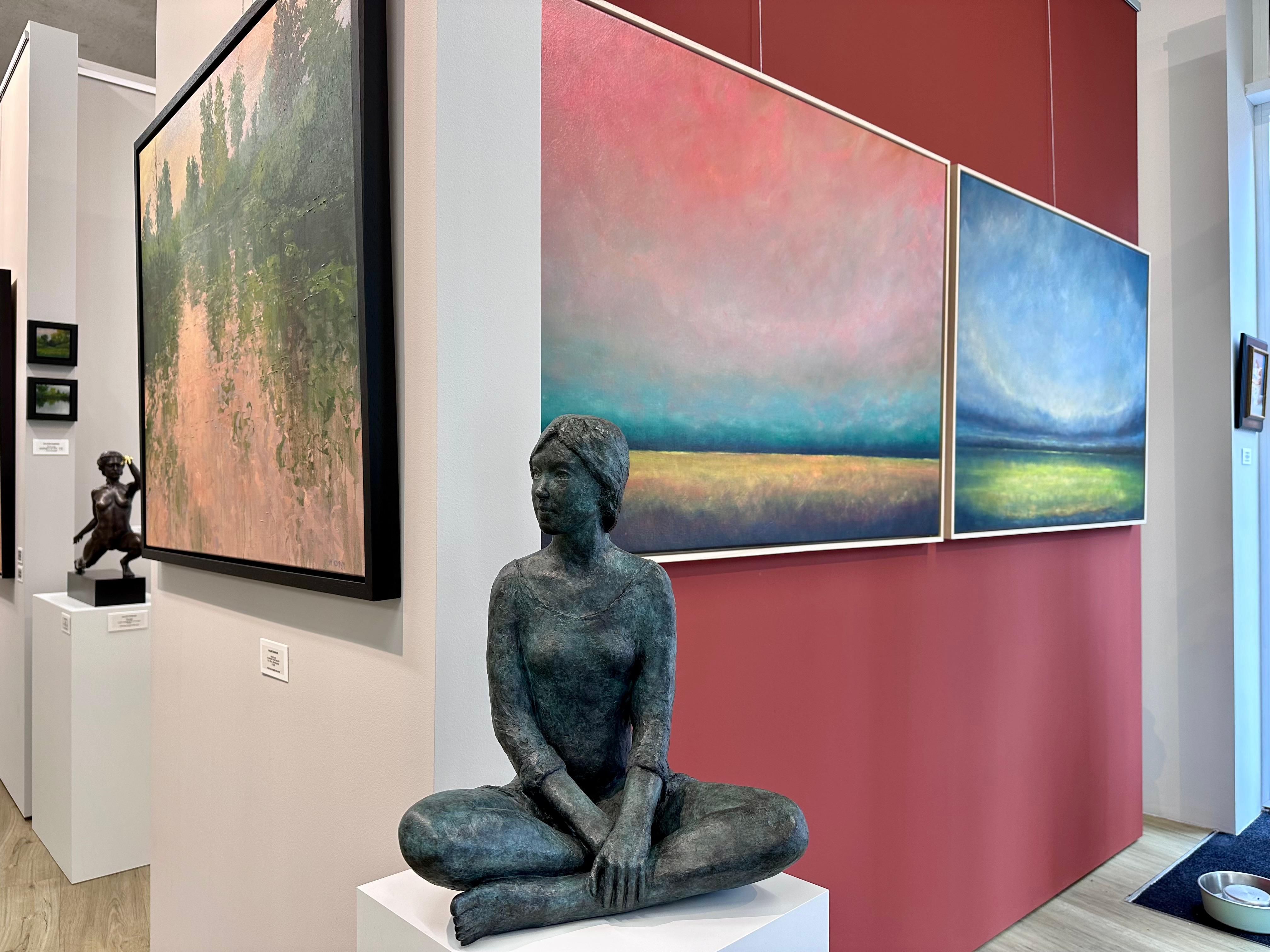 Sandra- 21st Century Bronze Sculpture of a sitting Young Girl For Sale 7