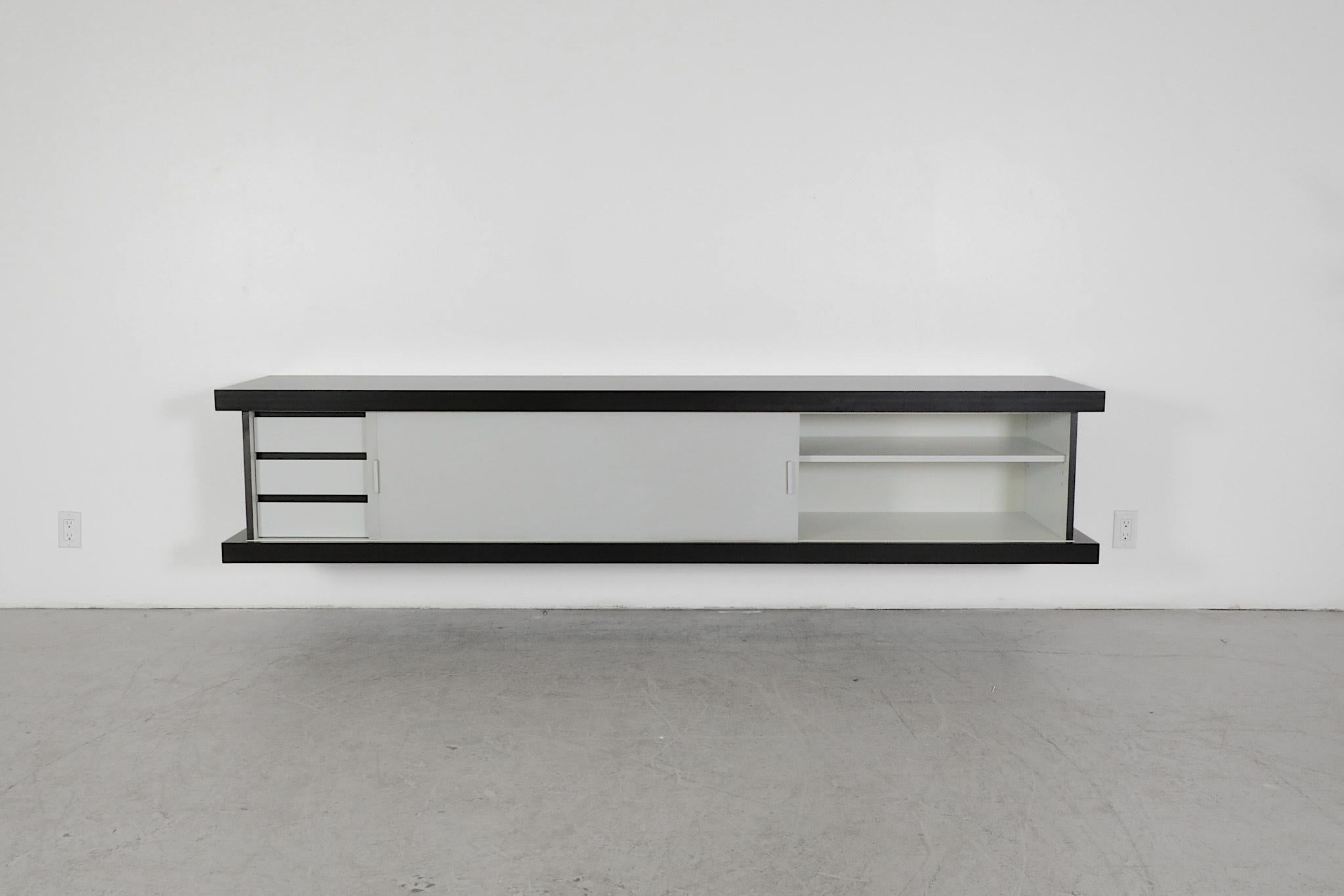Wim Wilson Black and White Wall Mount Credenza for Castelijn, 1964 Model D242 For Sale 11