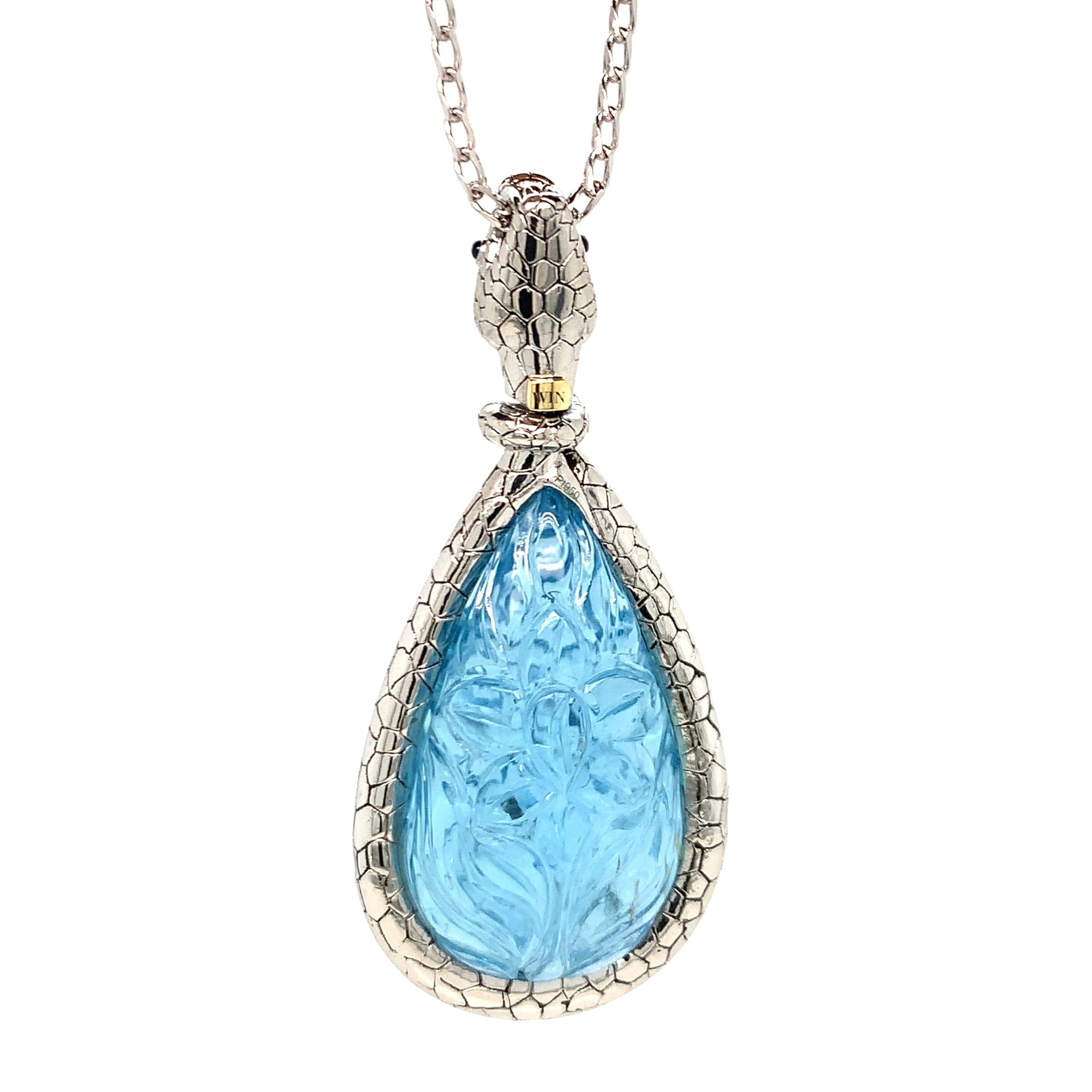 Cabochon WIN, Ciondolo con acquamarina da 55 carati in vendita