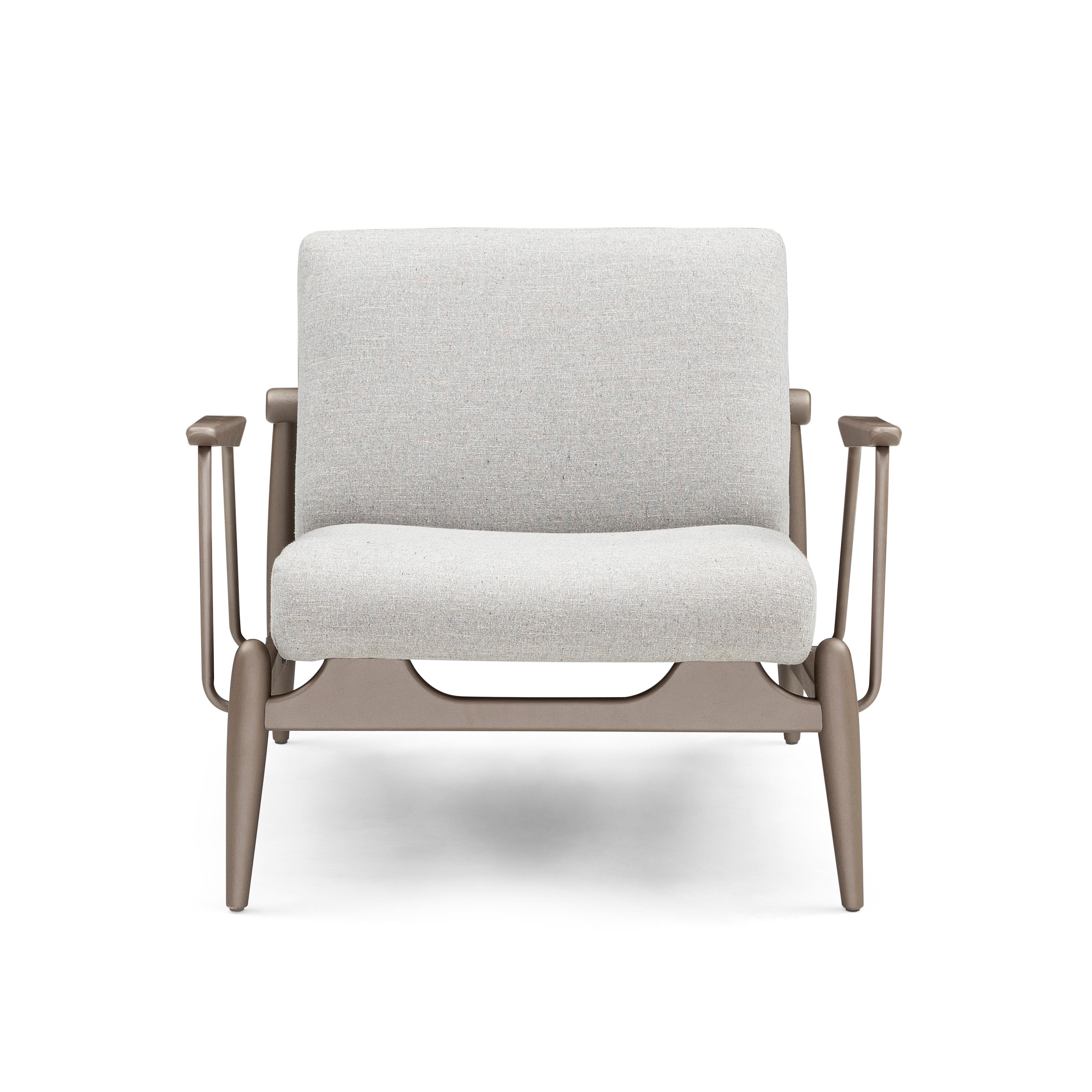 Win Sessel aus Metall mit braunem und braunem Rahmen und Stoffsitz im Angebot 5