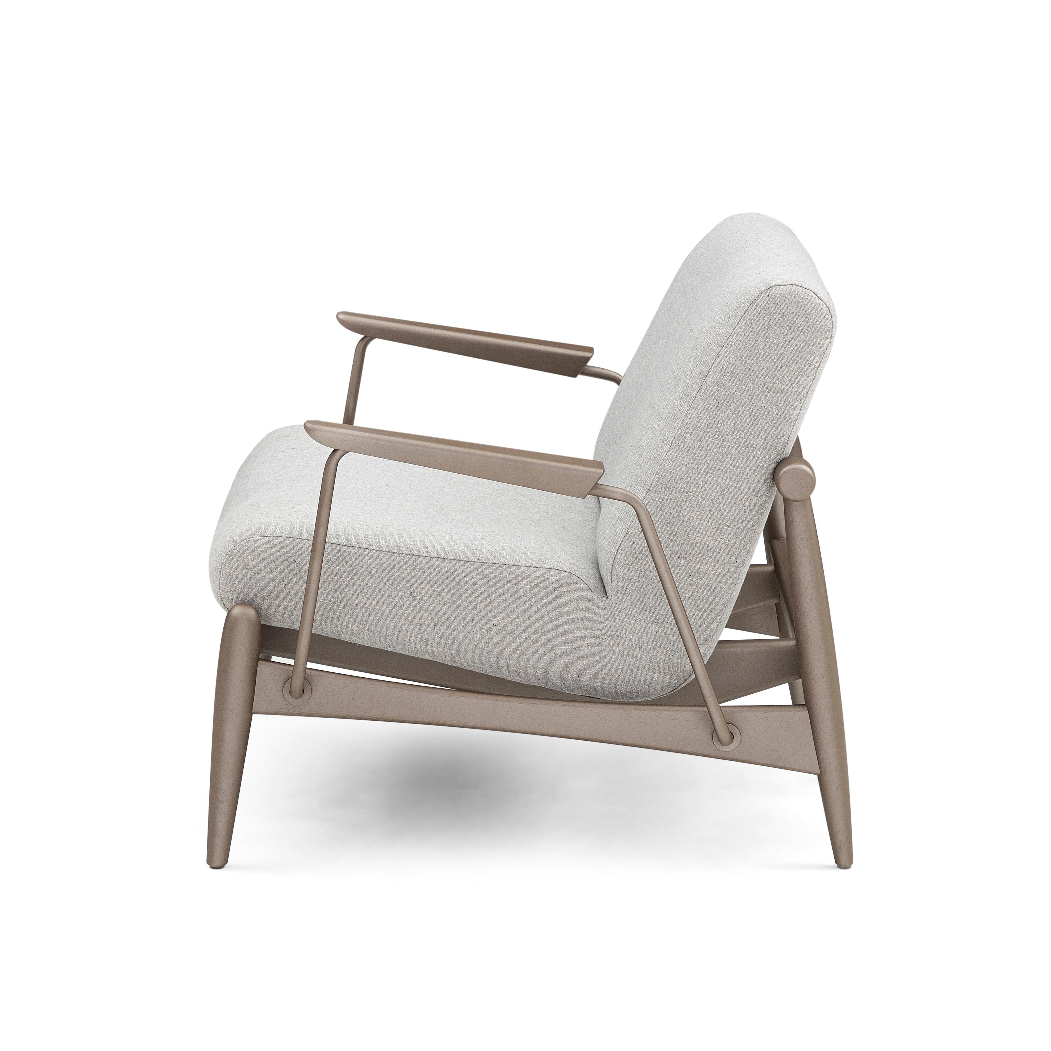 Win Sessel aus Metall mit braunem und braunem Rahmen und Stoffsitz (Brasilianisch) im Angebot
