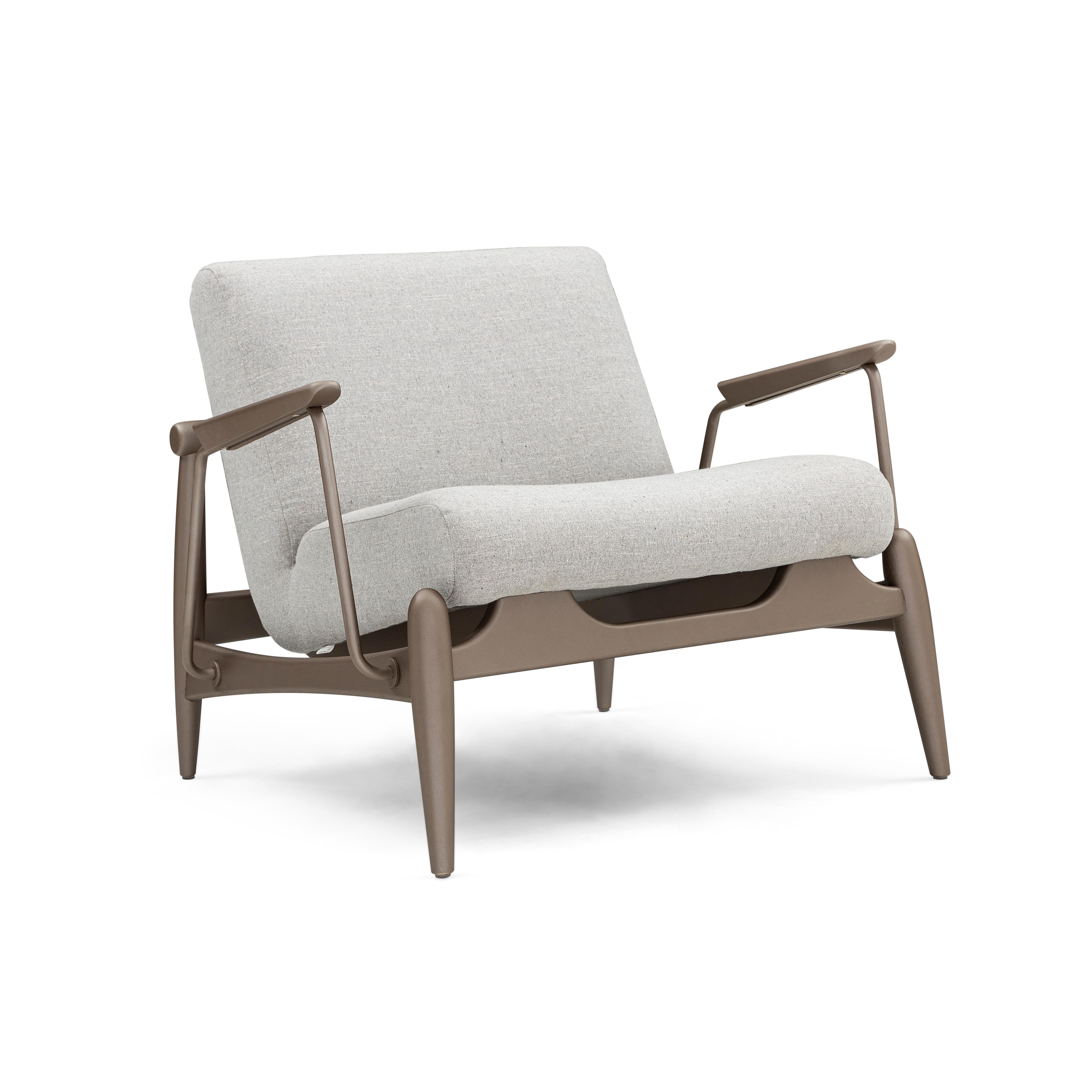 XXIe siècle et contemporain Fauteuil Win avec cadre en métal et tissu brun et assise en tissu en vente