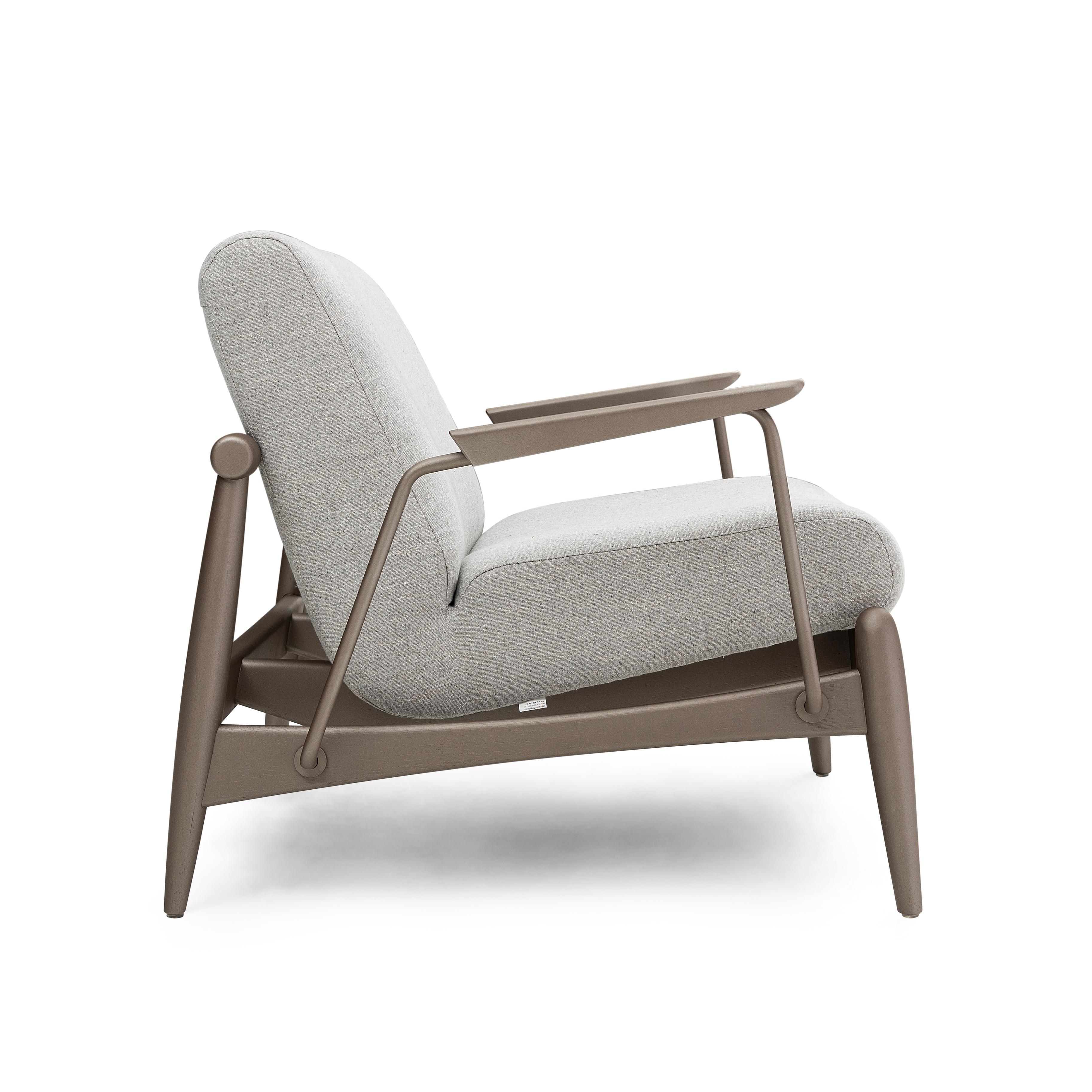 Win Sessel aus Metall mit braunem und braunem Rahmen und Stoffsitz im Angebot 1