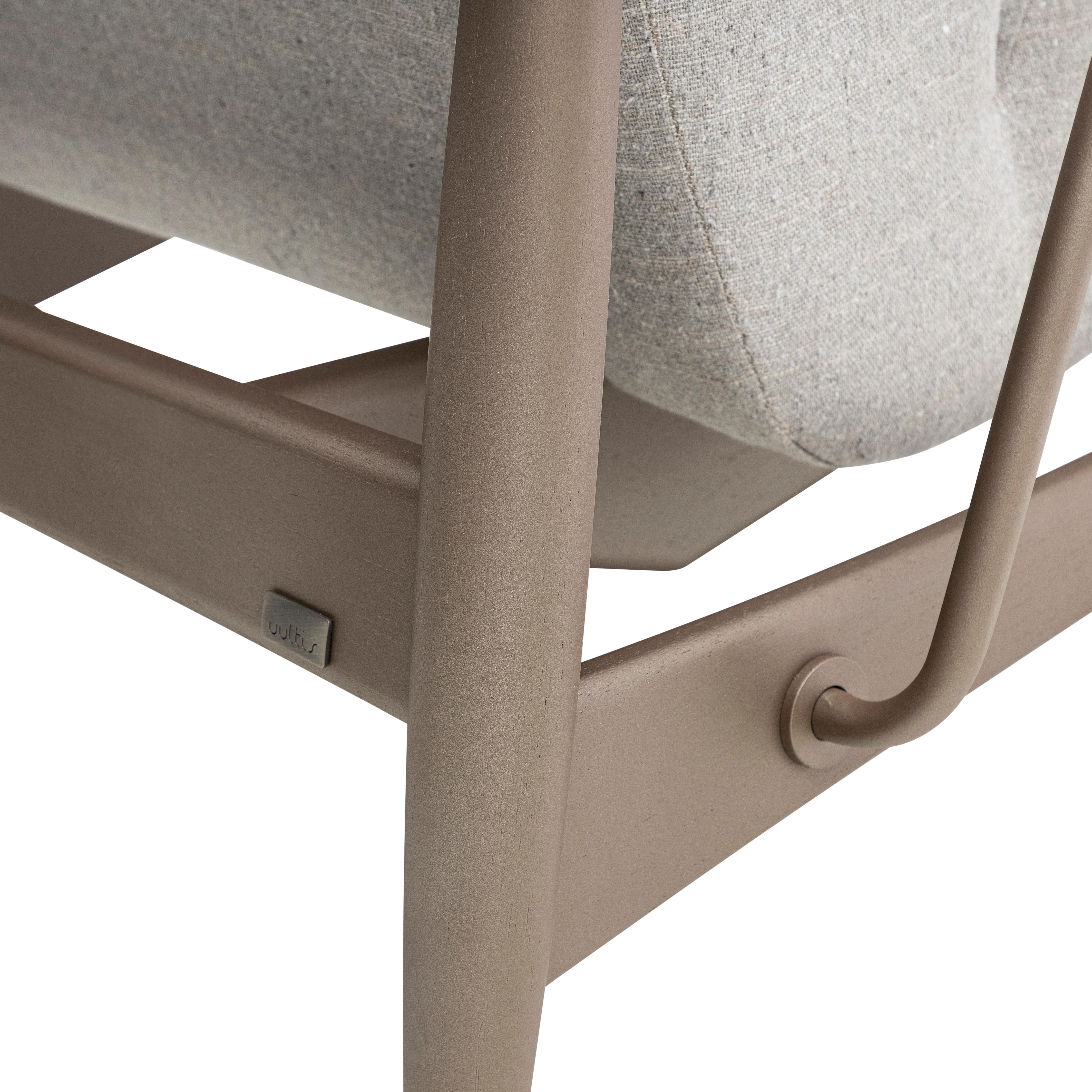 Win Sessel aus Metall mit braunem und braunem Rahmen und Stoffsitz im Angebot 2