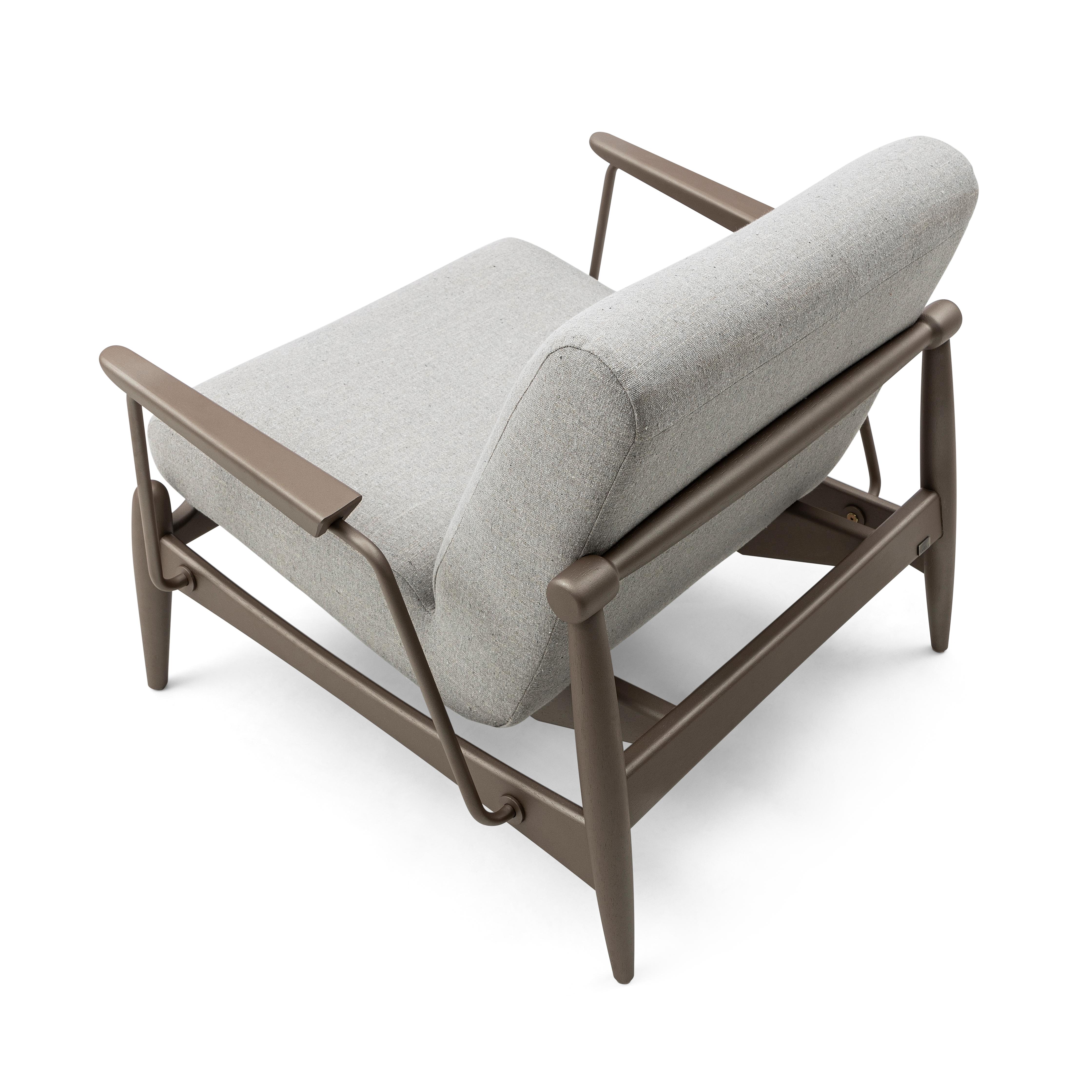 Win Sessel aus Metall mit braunem und braunem Rahmen und Stoffsitz im Angebot 3