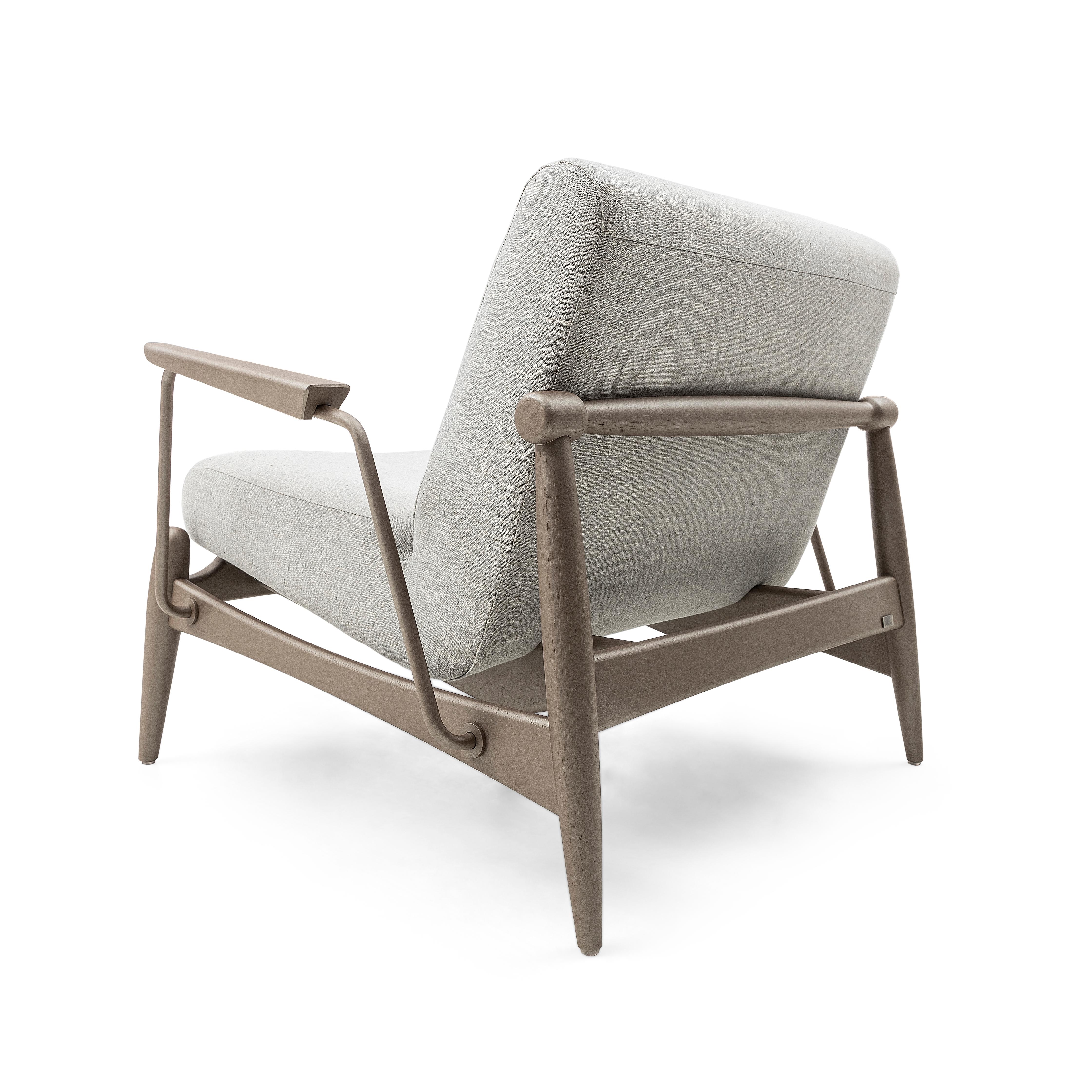 Win Sessel aus Metall mit braunem und braunem Rahmen und Stoffsitz im Angebot 4