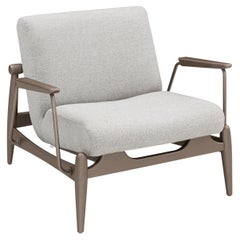 Win Sessel aus Metall mit braunem und braunem Rahmen und Stoffsitz