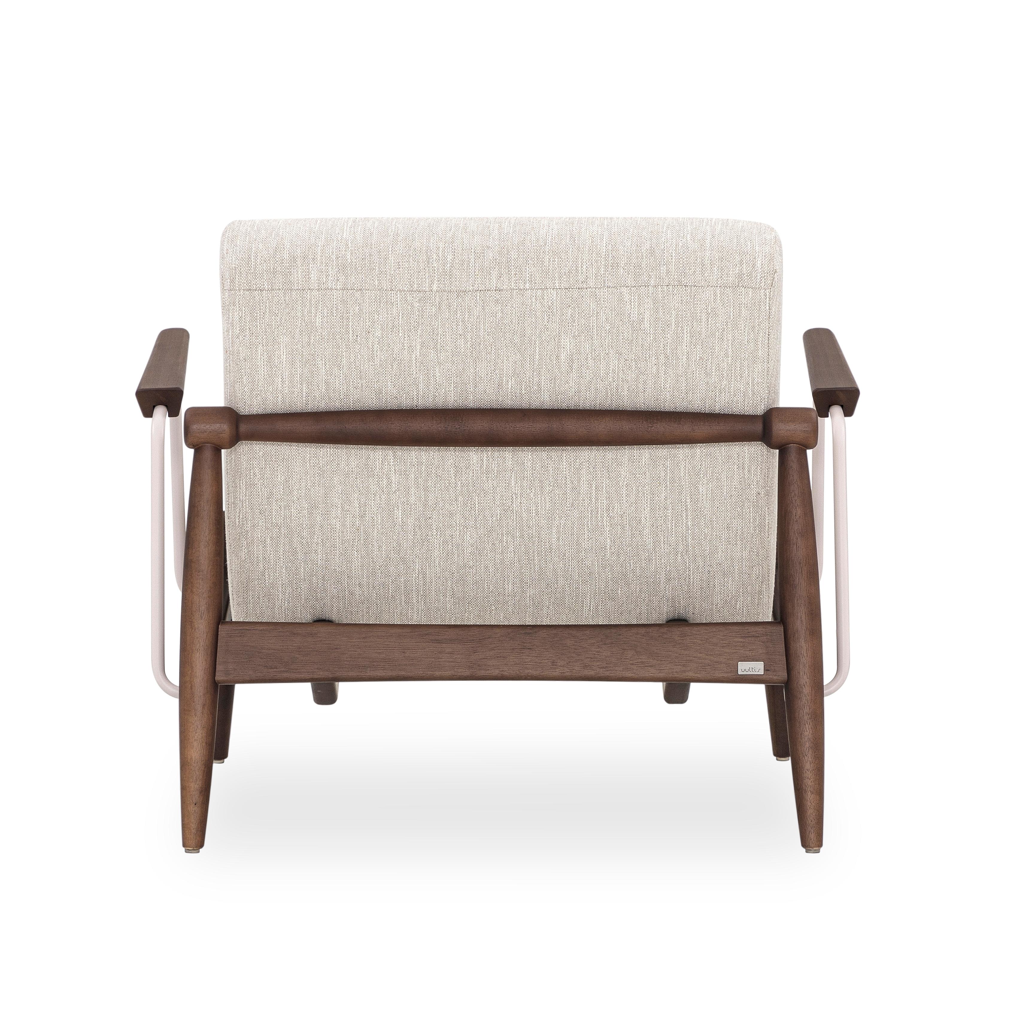 Fauteuil Win avec structure en métal& Wood Wood et tissu ivoire Neuf - En vente à Miami, FL