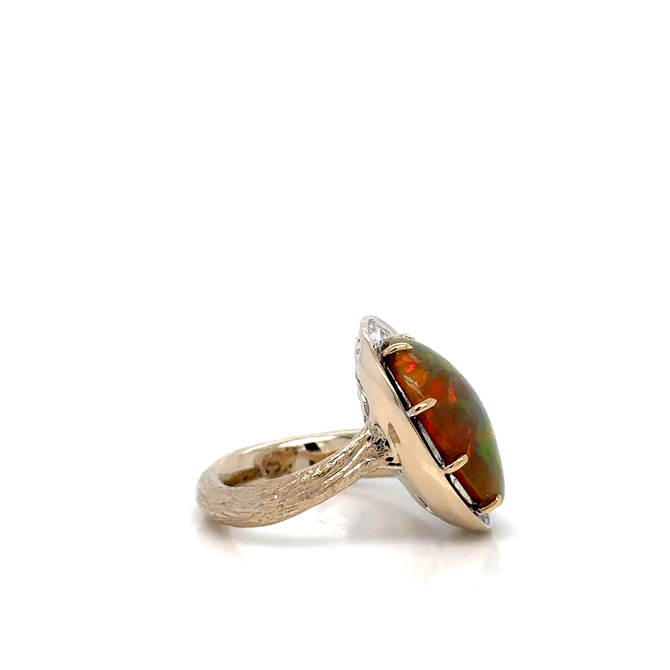 WIN, Opal & Diamantring 18K (Modernistisch)