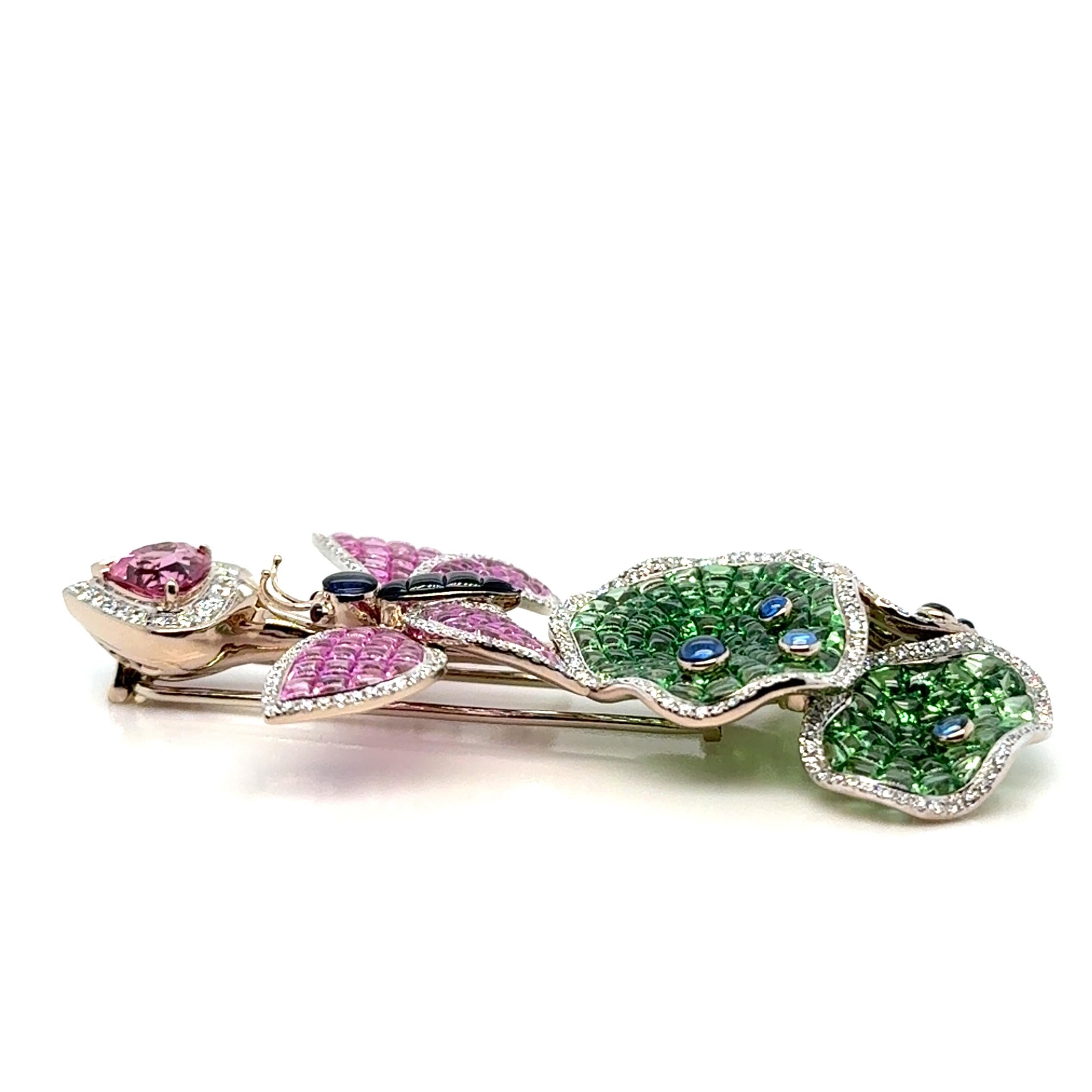 Aesthetic Movement WIN, Padparadscha Butterfly Brooch For Sale